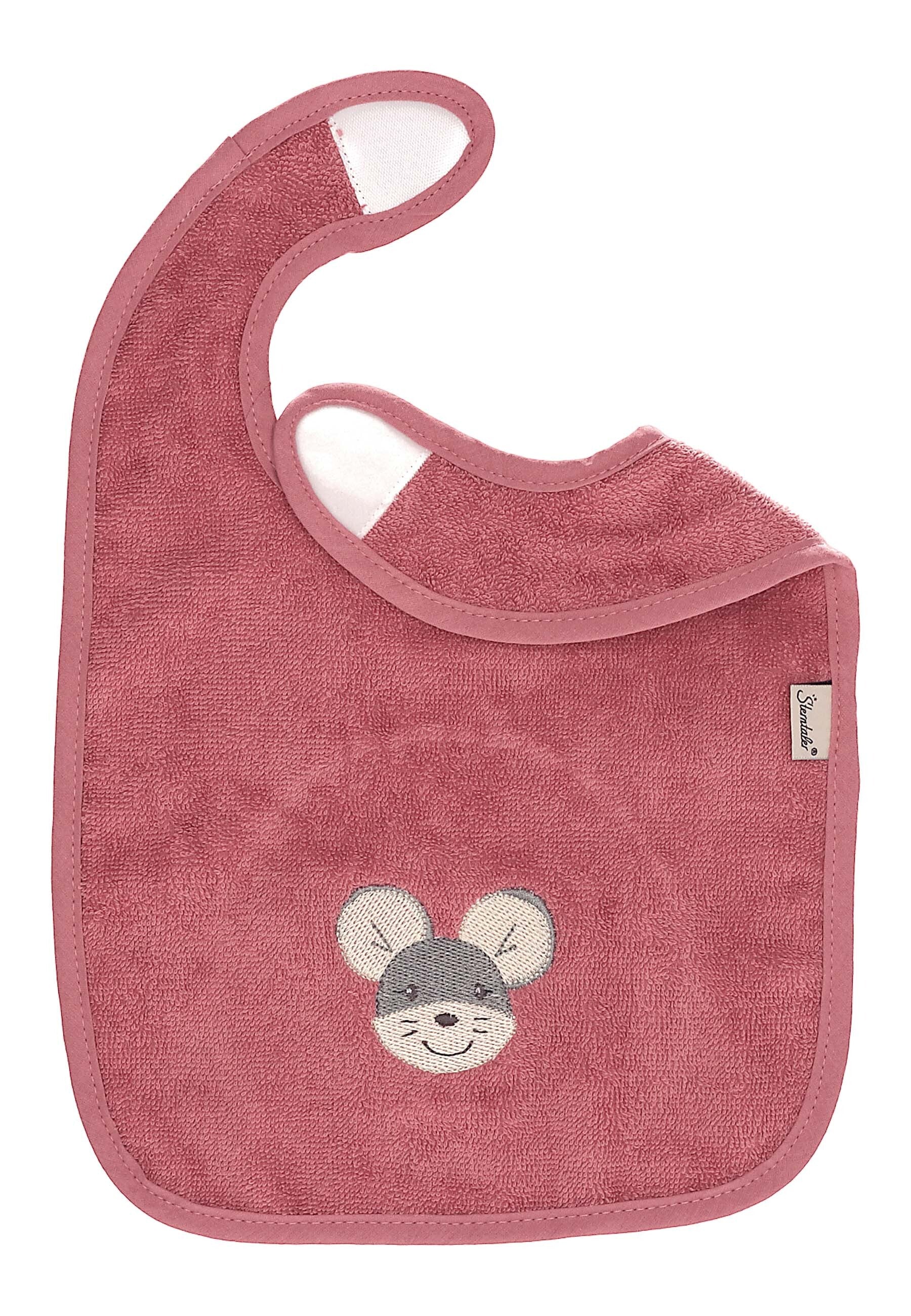 GOTS Doppelpack Klettlätzchen Maus Mabel in Rosa