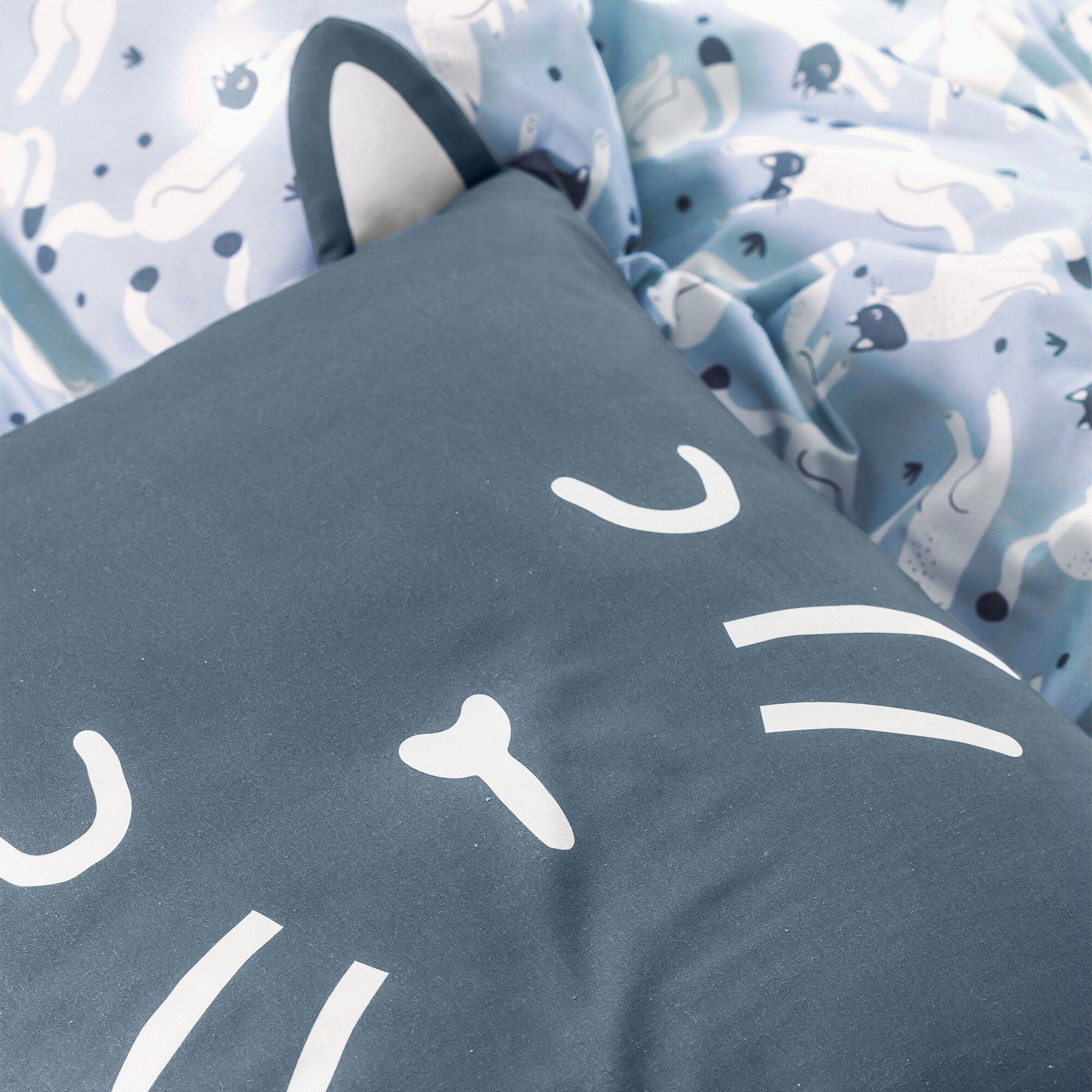 Linge de lit enfant imprimé chats Miaou 1 personne