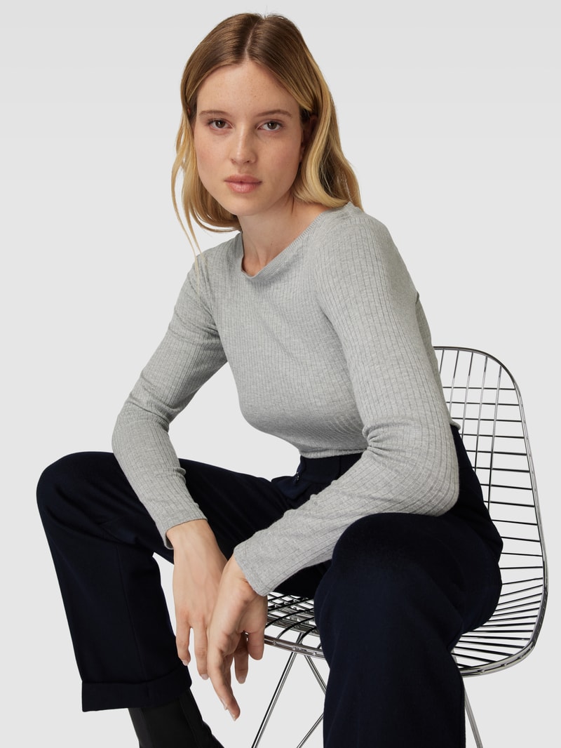 Strickpullover mit Strukturmuster Modell 'Sulikko' in hellgrau meliert