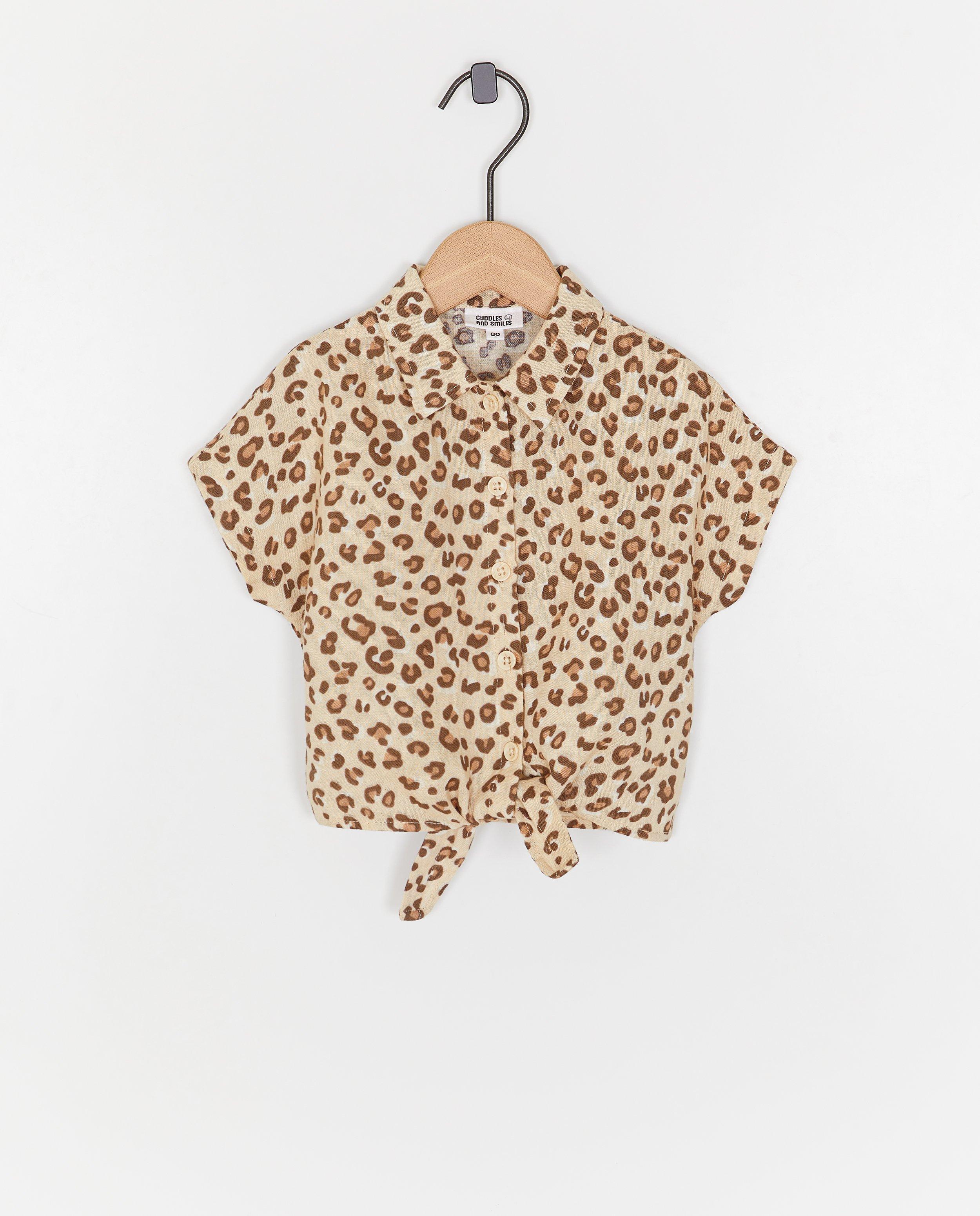 Cămașă Cuddles and Smiles cu imprimeu leopard bej deschis
