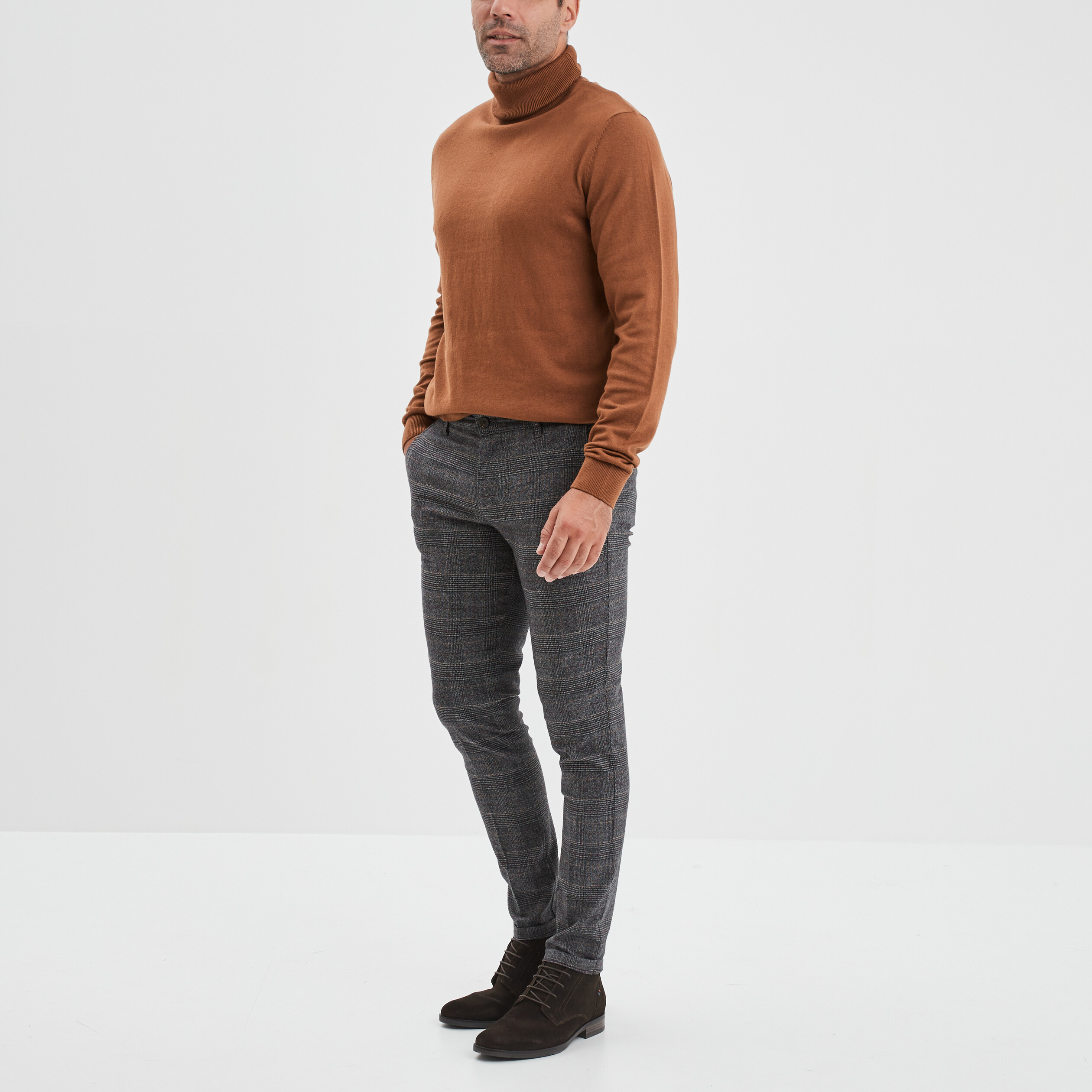 Pantalon chino slim coton Creeks gris homme | La Halle