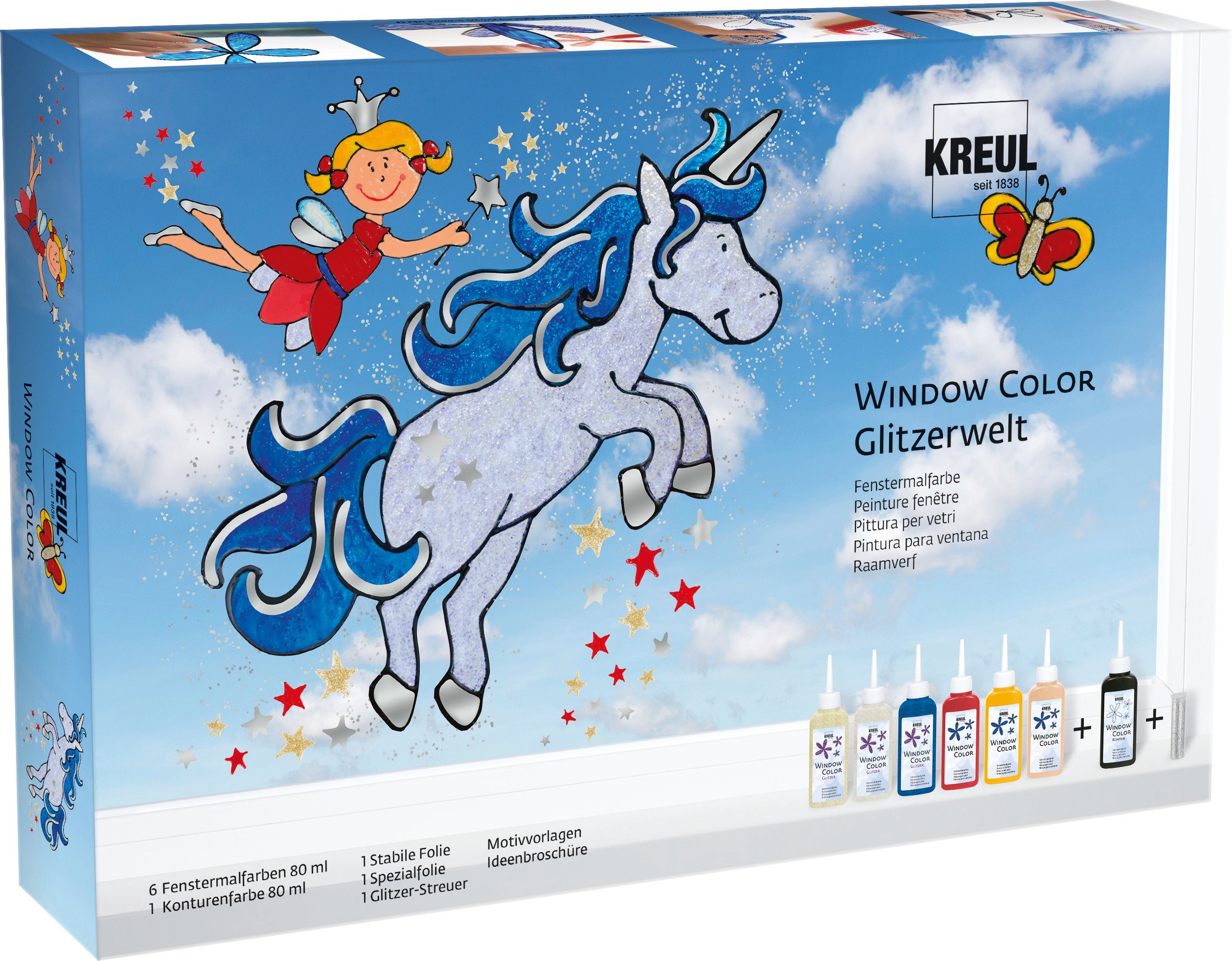 Fenstersticker Fenstermal-Set Window Color Glitzerwelt, Kreul, Komplett-Set