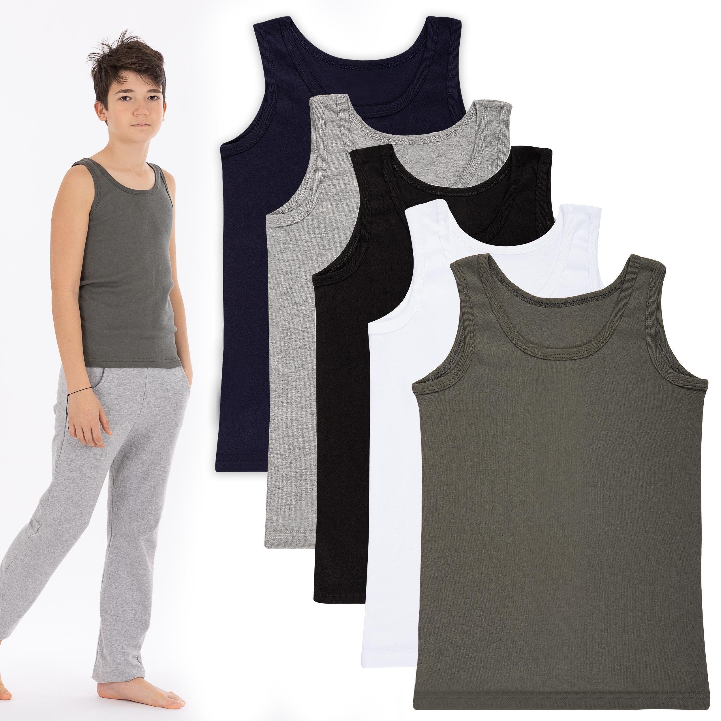 LOREZA Unterhemd 5 Jungen 100% Baumwolle Unterhemden ohne Seitennaht (Spar-Packung, 5-St)