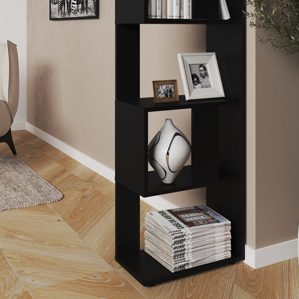 Vicco Raumteiler Standregal Bücherregal klein 5 Fächer Schwarz