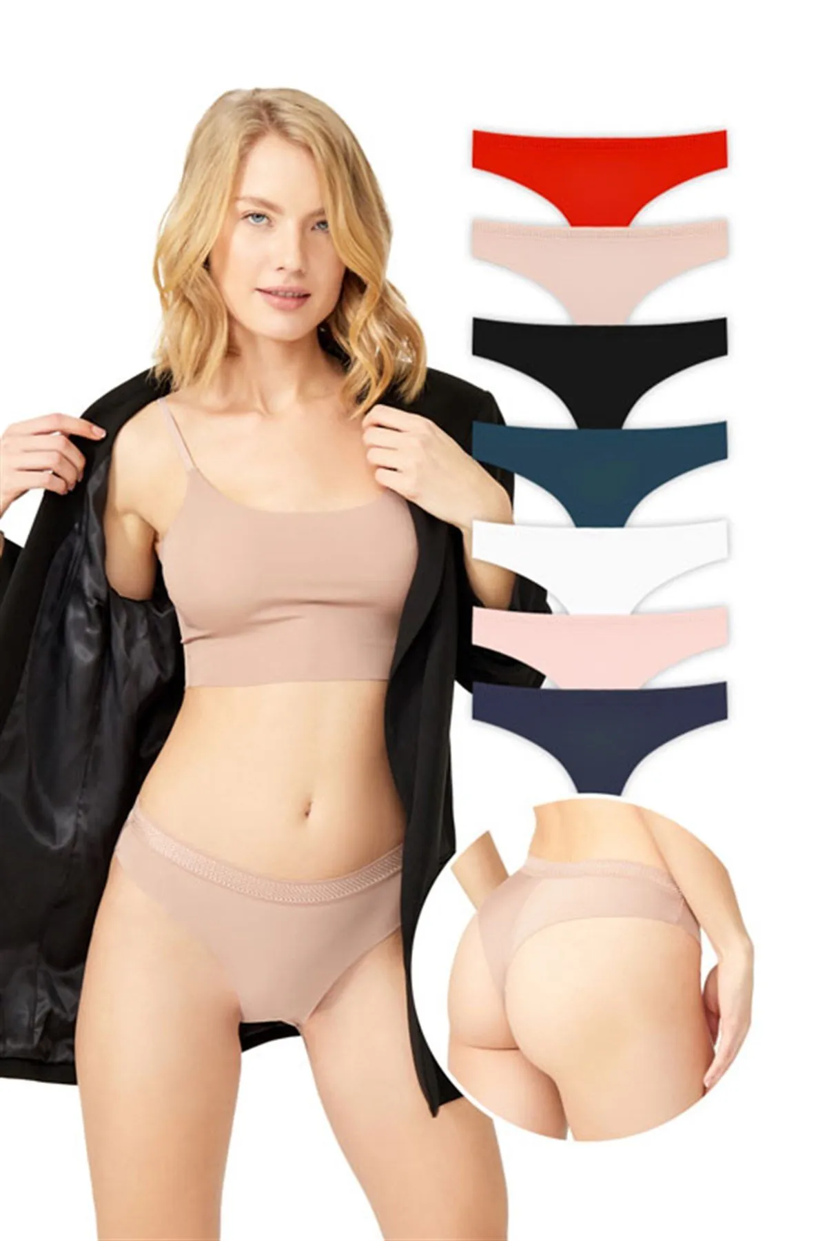 Cottonhill  Basic elastische brasilianische Höschen aus lasergeschnittenem Netzstoff im 7er-Pack