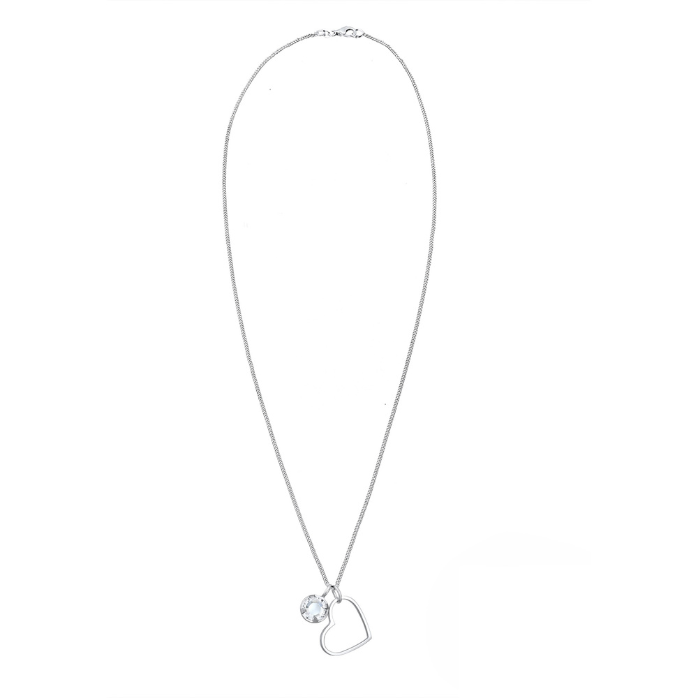 Elli Elli Collier Pendentif Coeur Découpe avec des Cristaux Collier Femme - (925/1000) collier