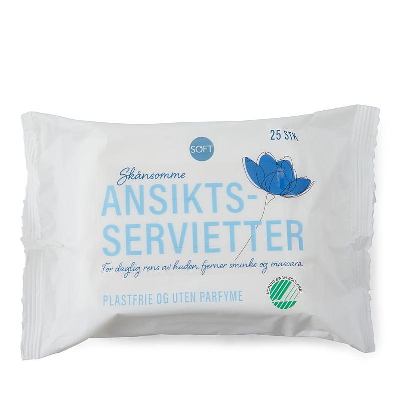 Soft Ansiktsserviett 25-pk for all hud, plastfri