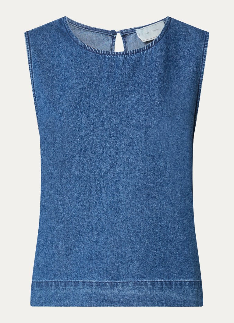 Top in chambray Neo Noir Svetlana con dettaglio a fiocco