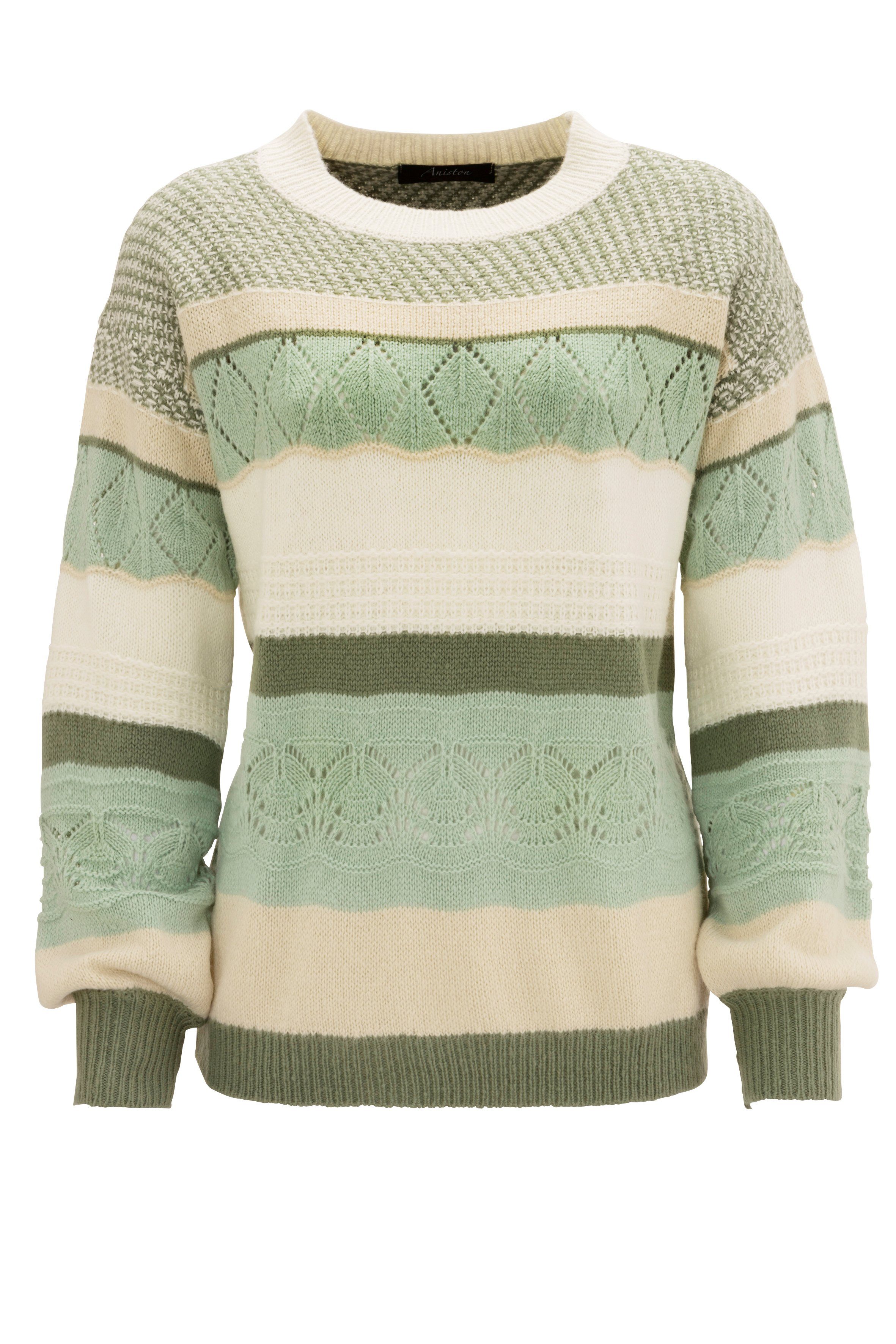 Aniston CASUAL Strickpullover mit Muster-Mix im farbharmonischen Streife-Dessin