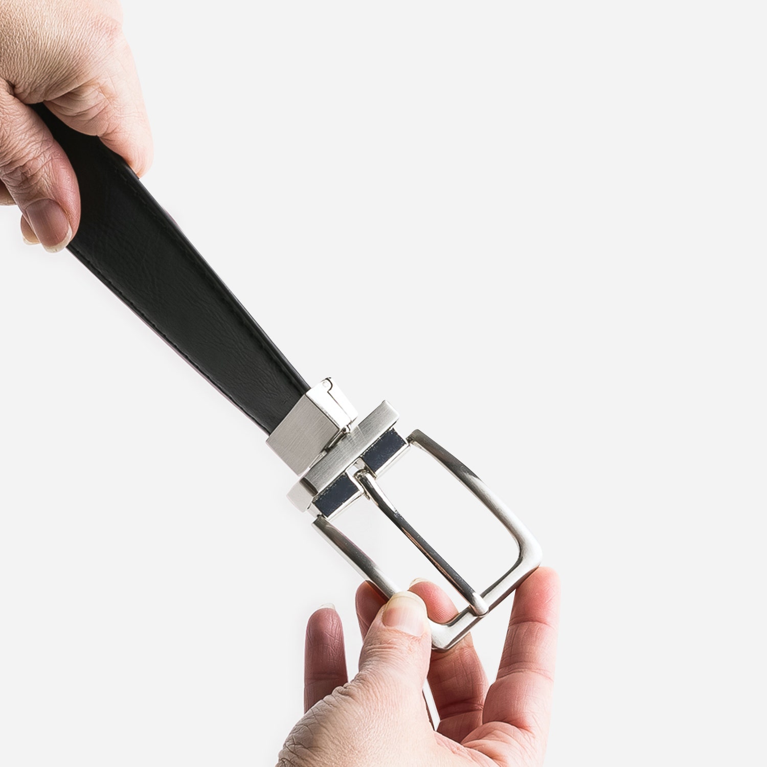 Ceinture réversible noire et cognac