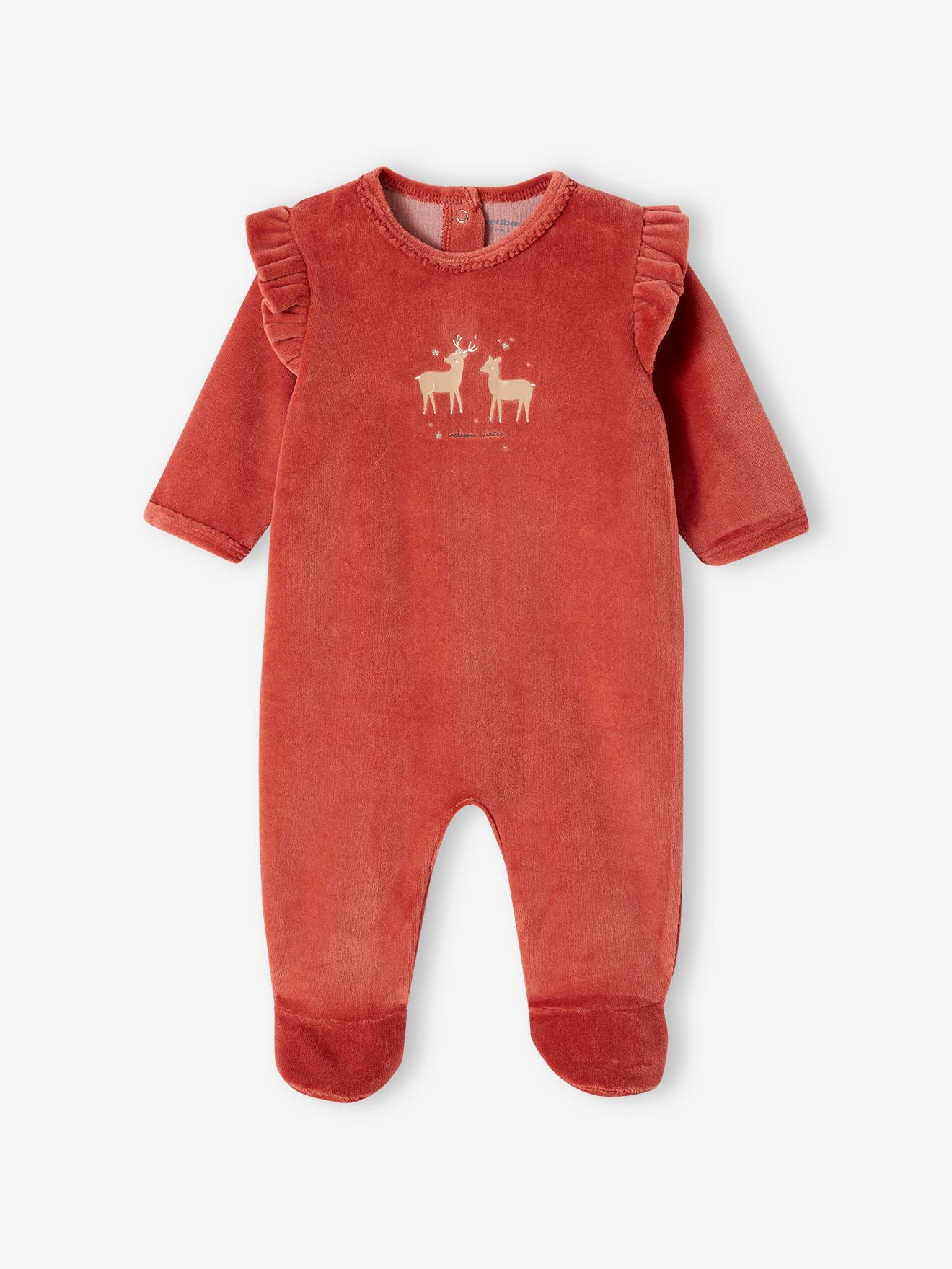 Vertbaudet 2er-Pack Mädchen Baby Samt-Strampler Oeko-Tex - wollweiß