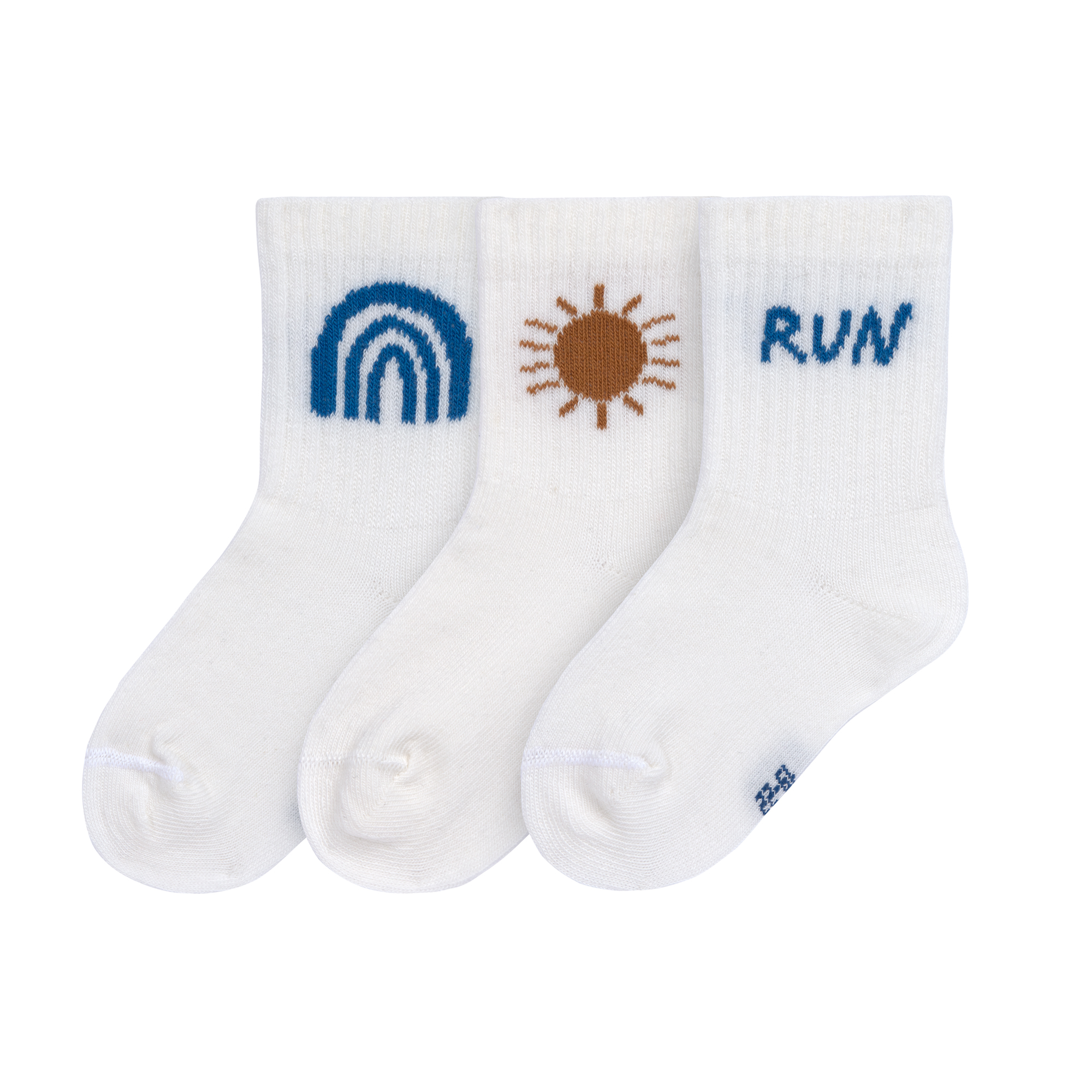 Tennissocken Kinder 3er-Set - Little Gang, Run Weiß