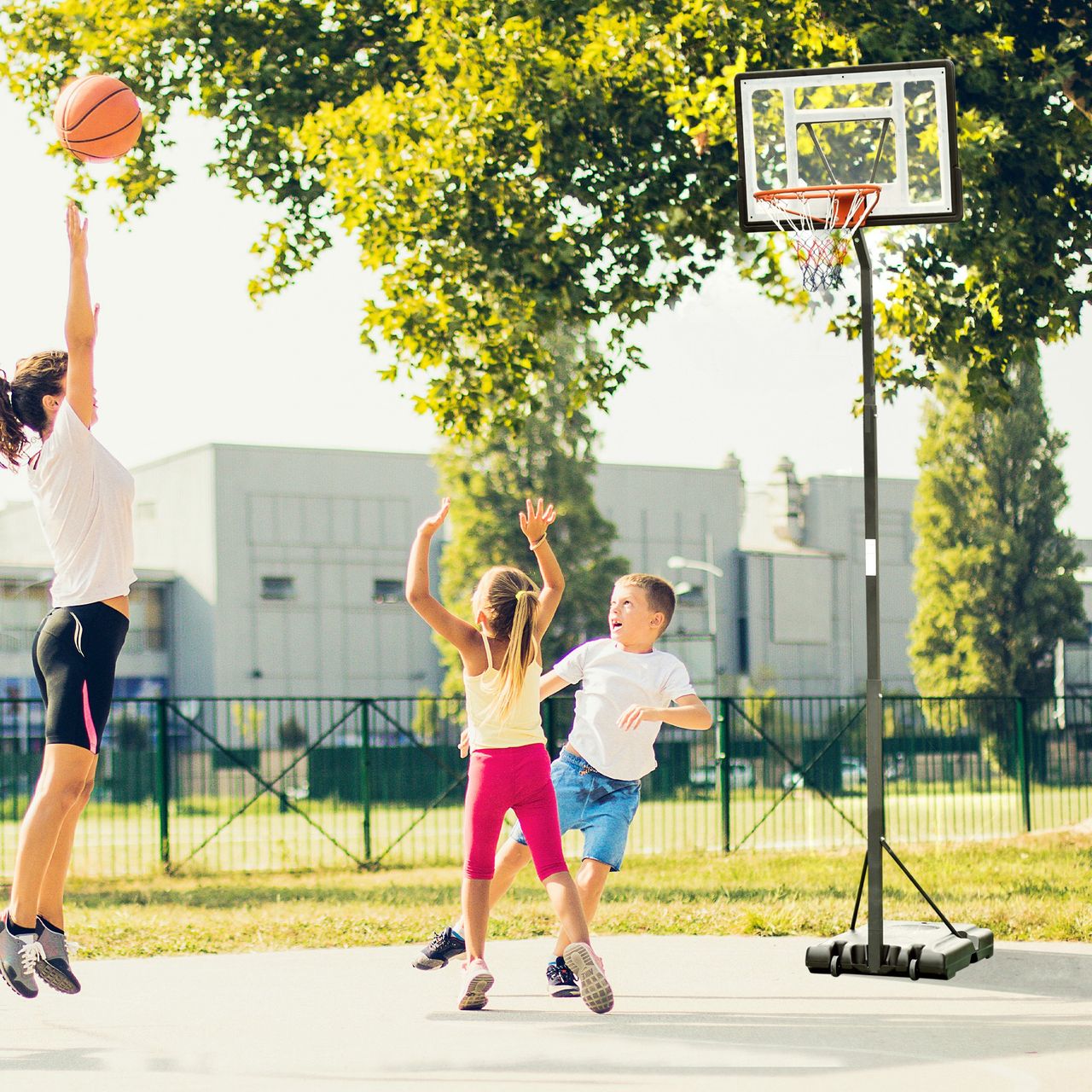 HOMCOM Mobiler Basketballständer Basketballkorb höhenverstellbar 302-352 cm