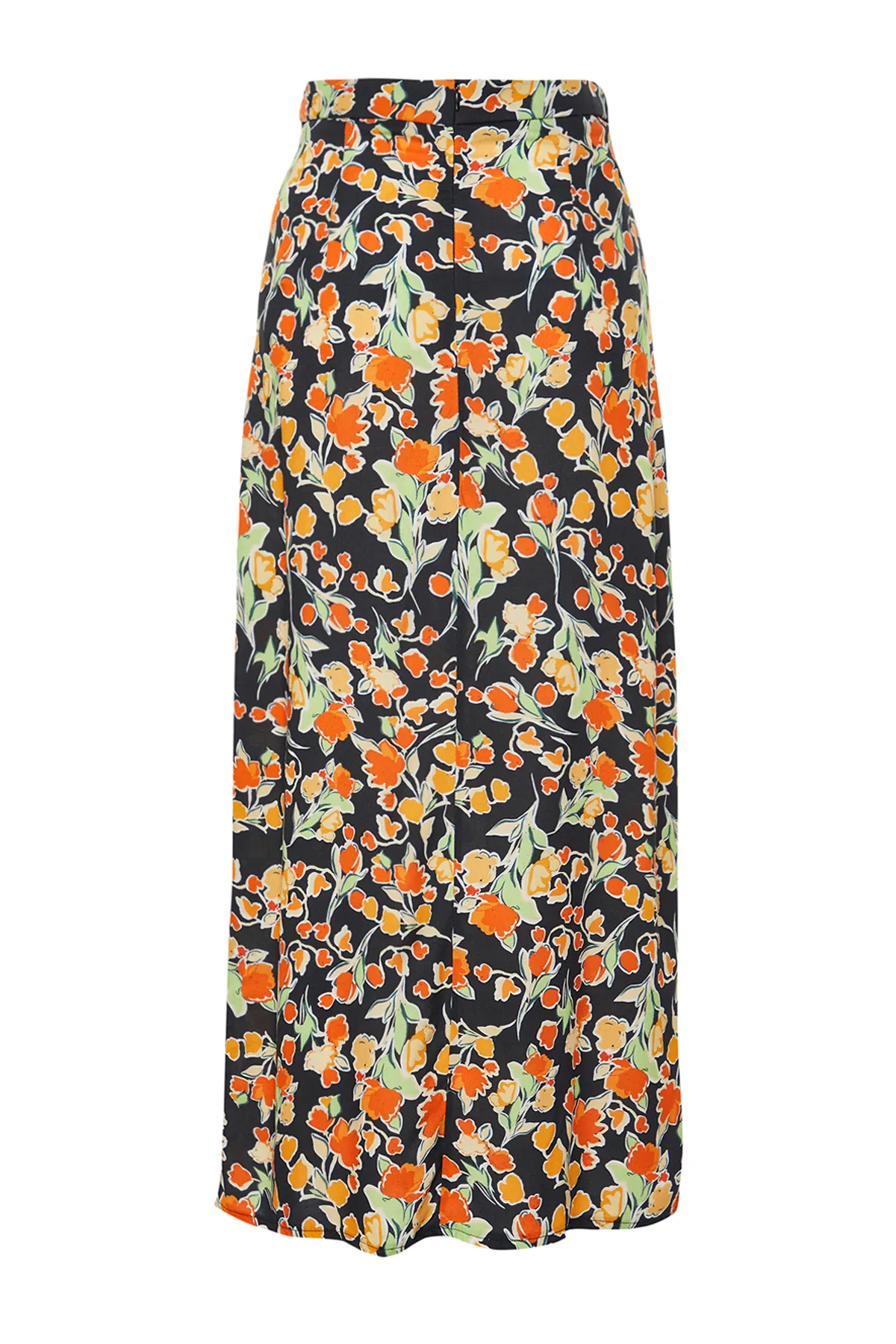 Trendyol Collection  Mehrfarbiger Midi-Webrock mit Schlitz und Blumenmuster aus Viskosestoff TWOSS24ET00126