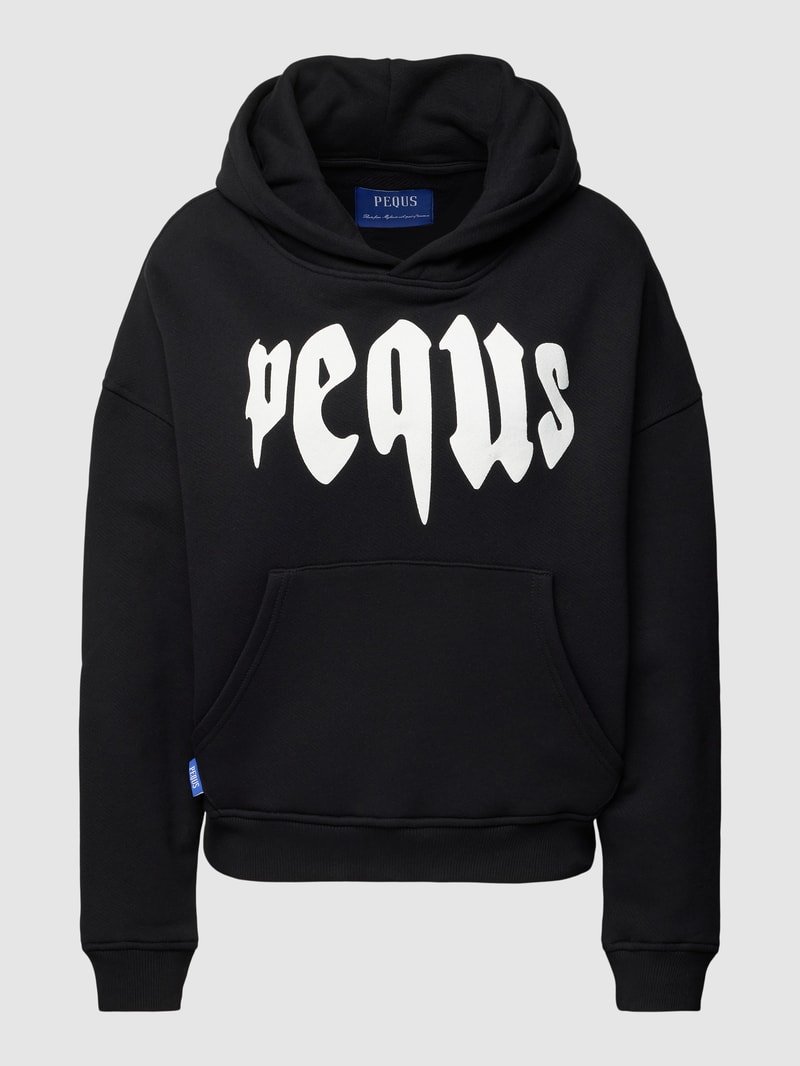 Hoodie mit Label-Print in schwarz