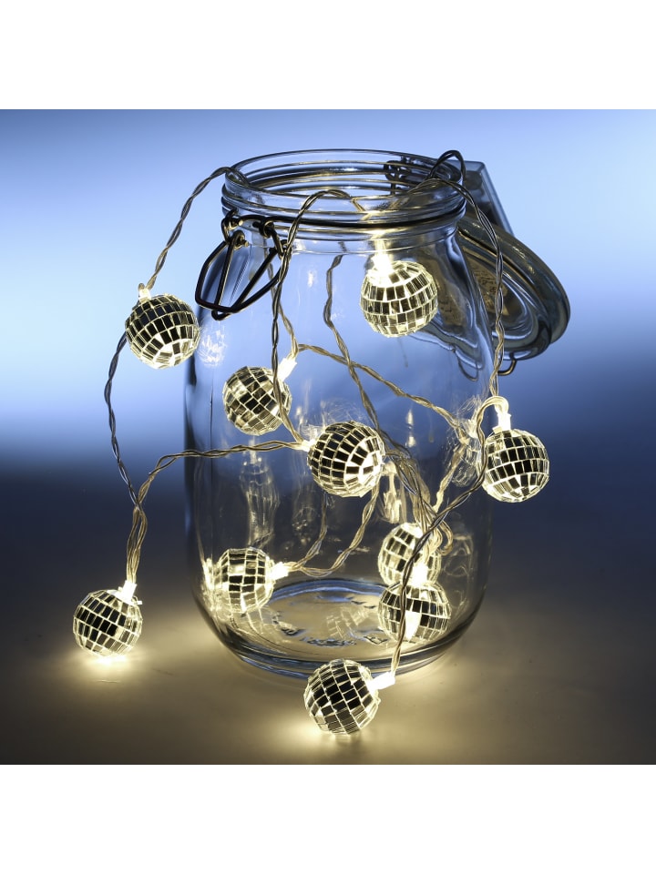 SATISFIRE LED Lichterkette Diskokugel 10 kleine Spiegelkugeln L: 1,35m in silber günstig kaufen onesize