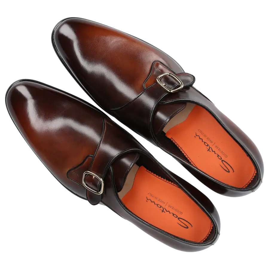 Santoni - Monk Schuhe 18710 Kalbsleder - braun