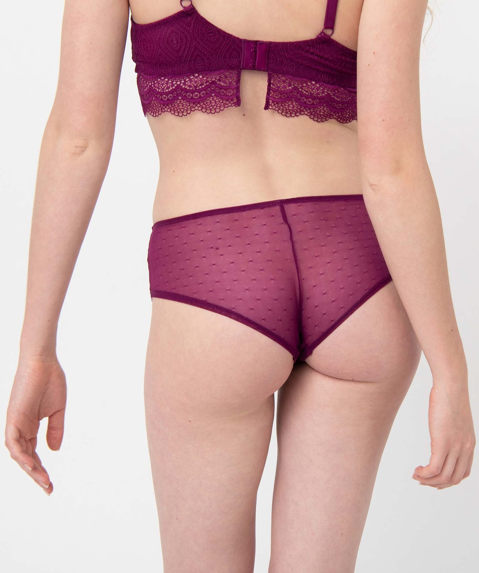 Shorty en dentelle et tulle femme (lot de 2) violet | GEMO