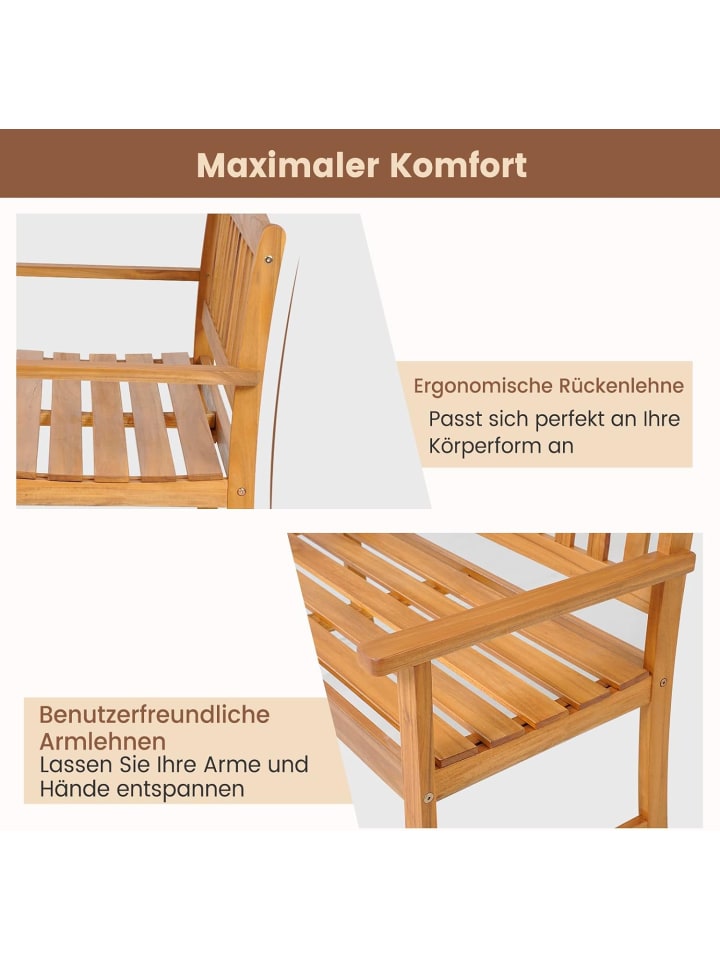 COSTWAY Gartenbank 2 Sitzer 360kg belastbar in Braun günstig kaufen onesize