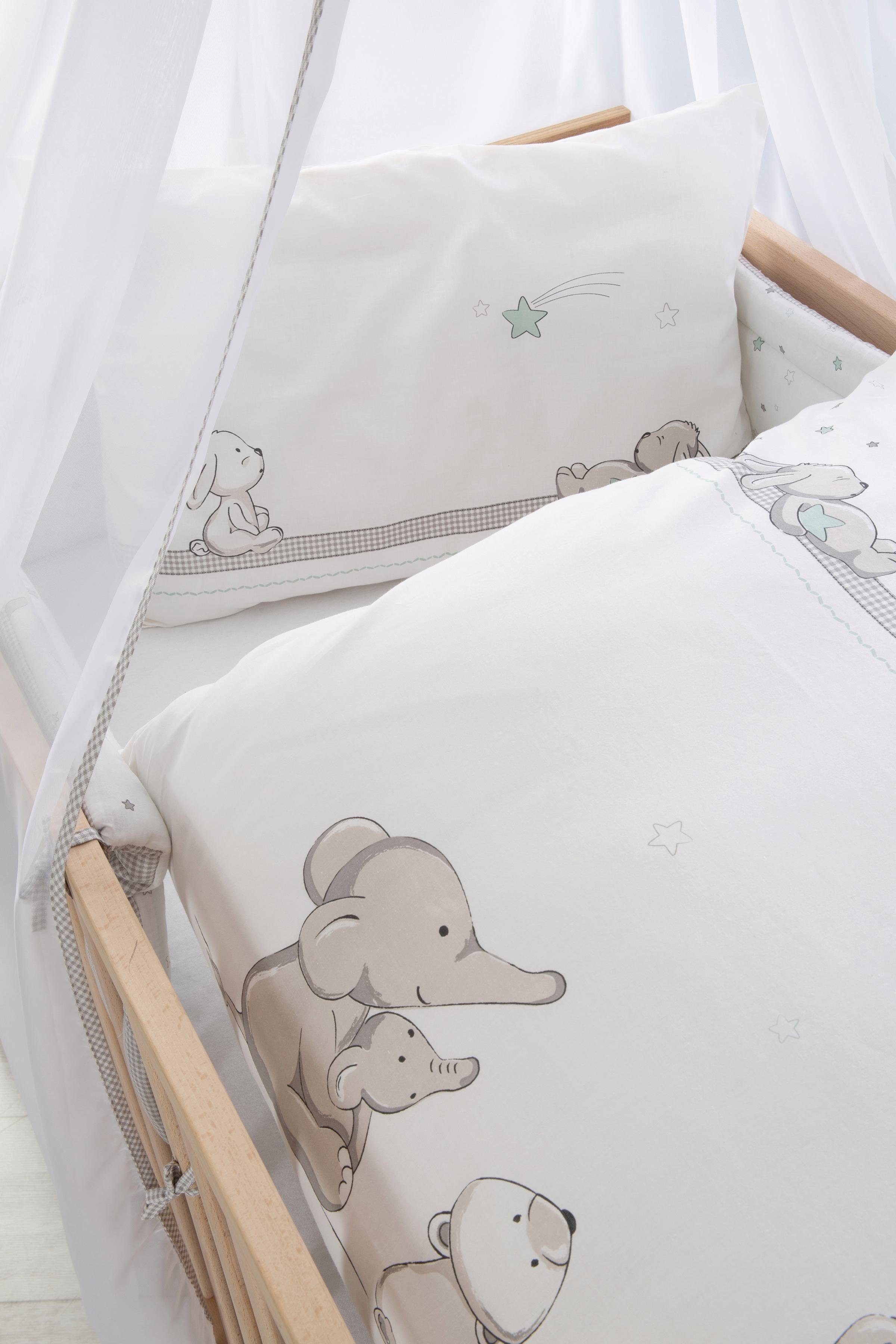 roba® Himmelbettgarnitur Sternenzauber, 4-tlg., mit Bettwäsche, Nestchen und Himmel