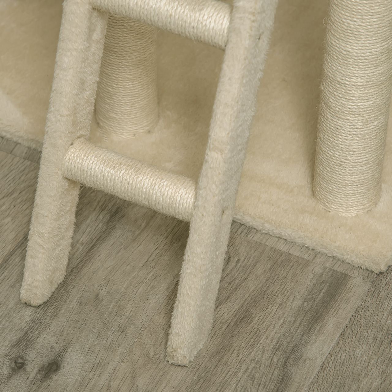 PawHut Kratzbaum Katzenbaum mit Katzenhöhle und großer Plattform aus Plüsch in Khaki Beige Kaffee