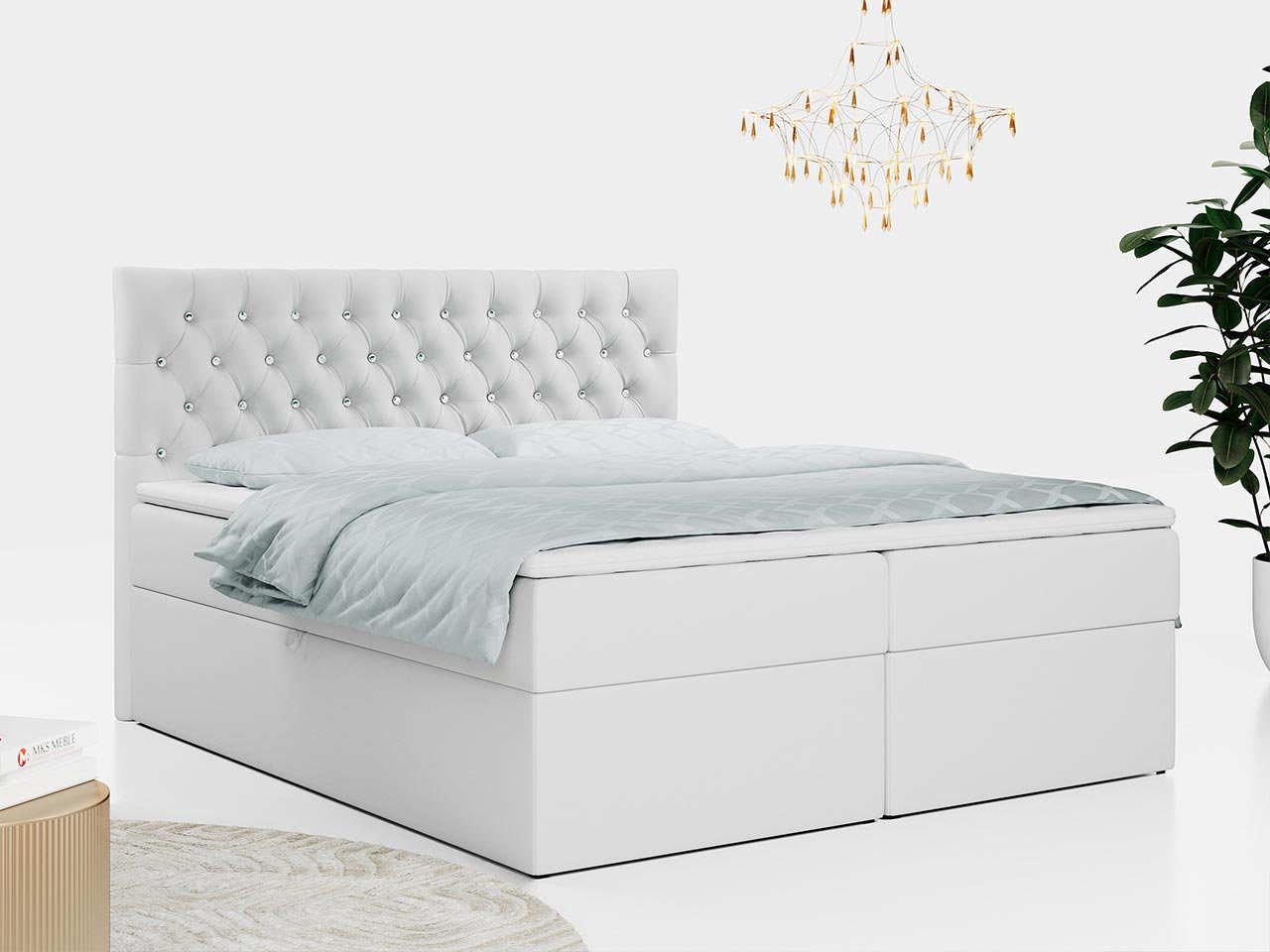 MKS MÖBEL Boxspringbett DEGAS, Modern Doppelbett mit Multipocket-Matratze