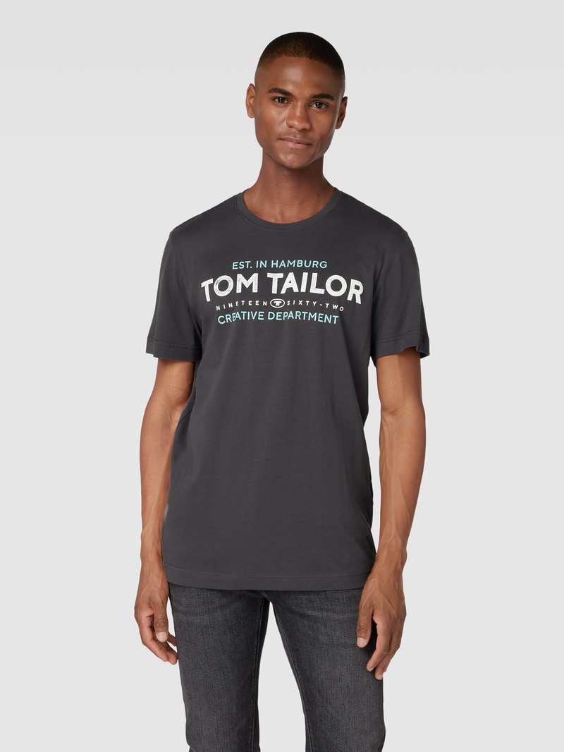 T-Shirt mit Label-Print in anthrazit