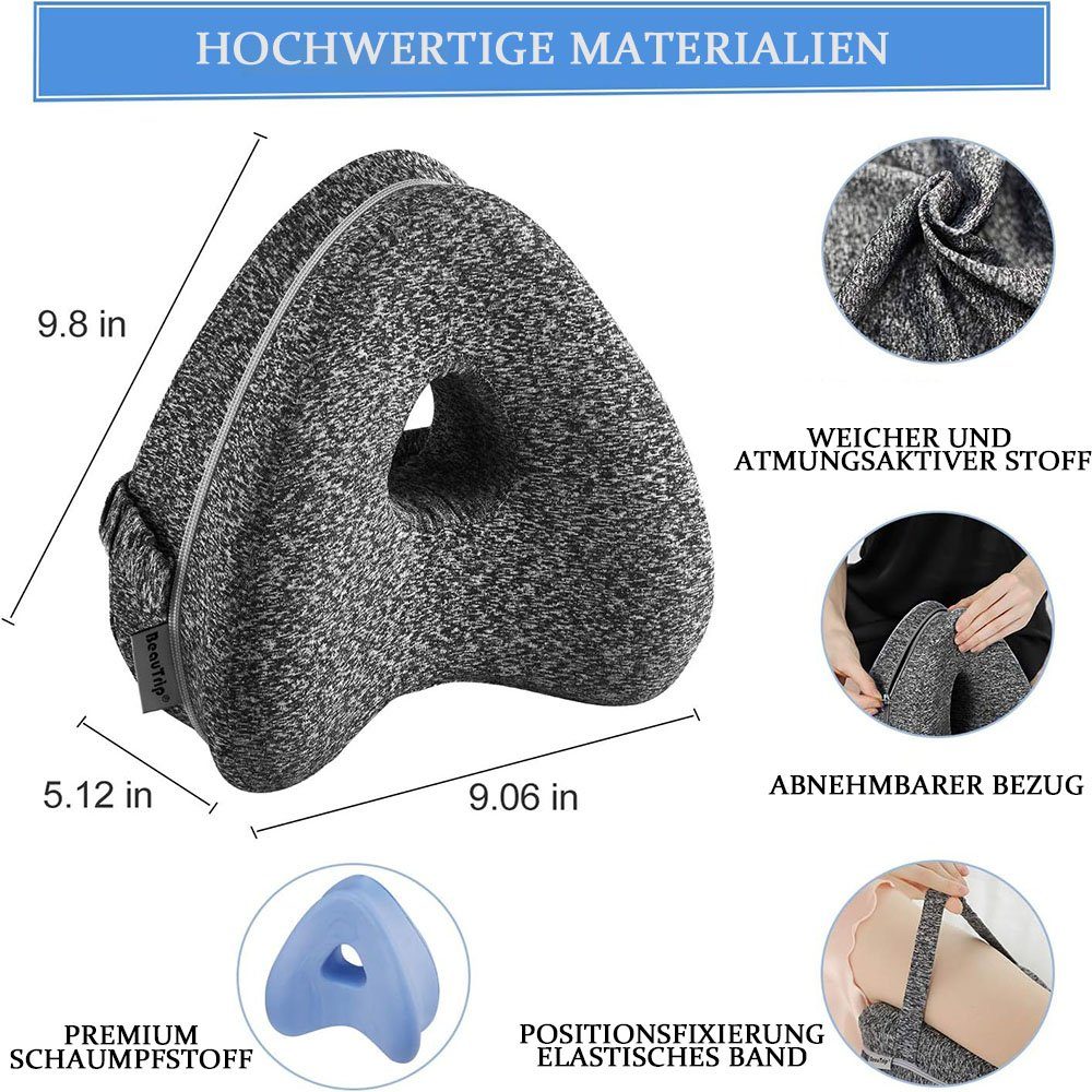 Sarfly Seitenschläferkissen ergonomisches Beinkissen, 1-tlg., graues hohles Herz