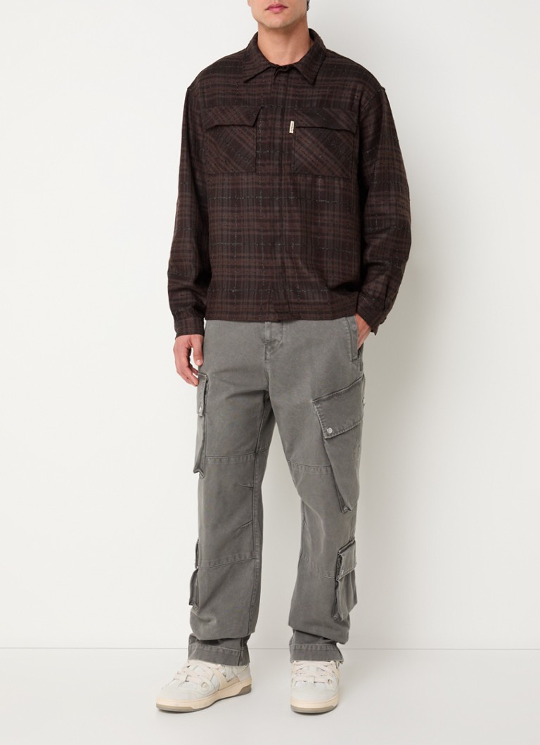 Represent Regular fit shirt with check pattern and chest pockets