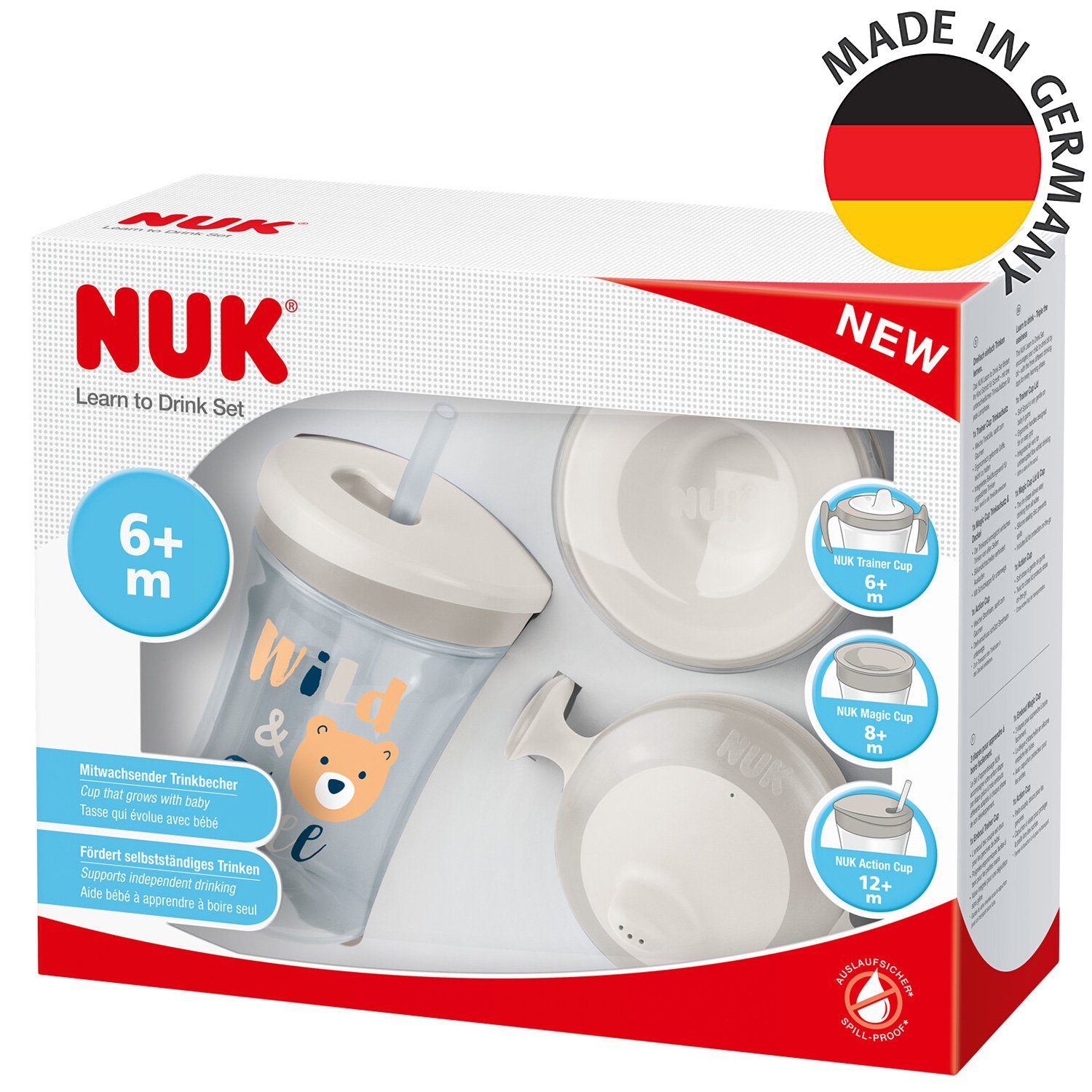NUK Babyflasche NUK 3-in-1 Trinklernset Trainer Cup 6M Magic Cup,Action Cup