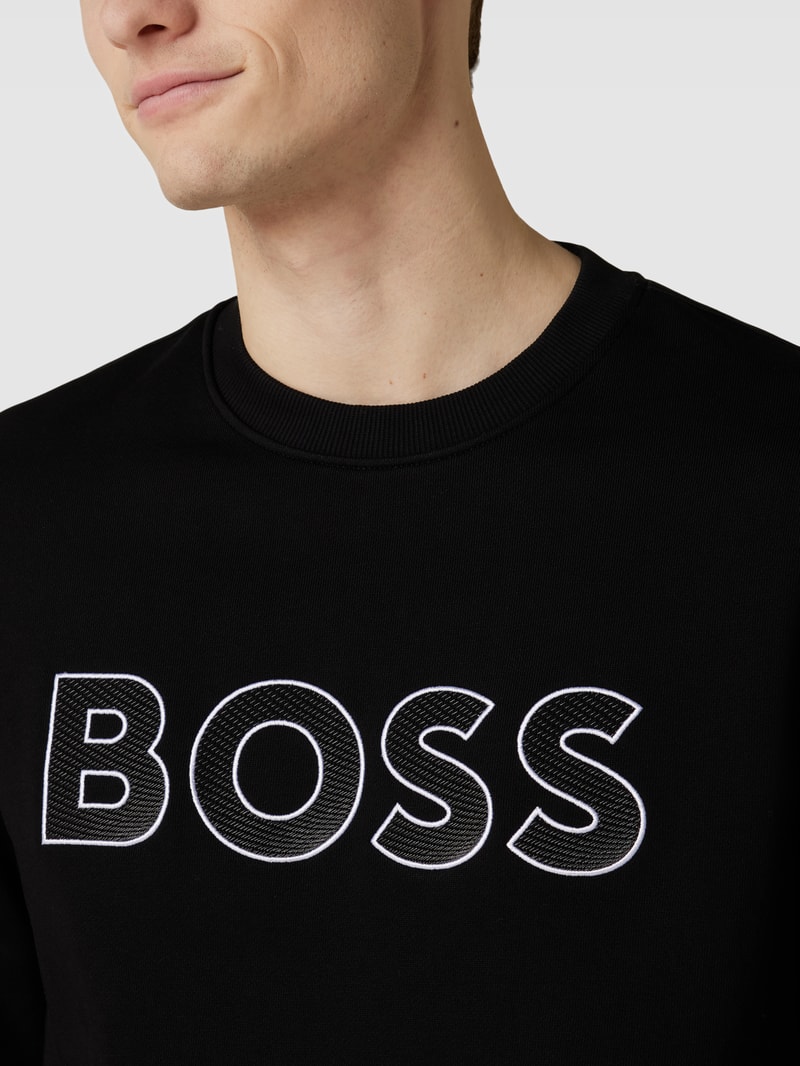Sweatshirt mit Label-Stitching Modell 'Salbo' in schwarz
