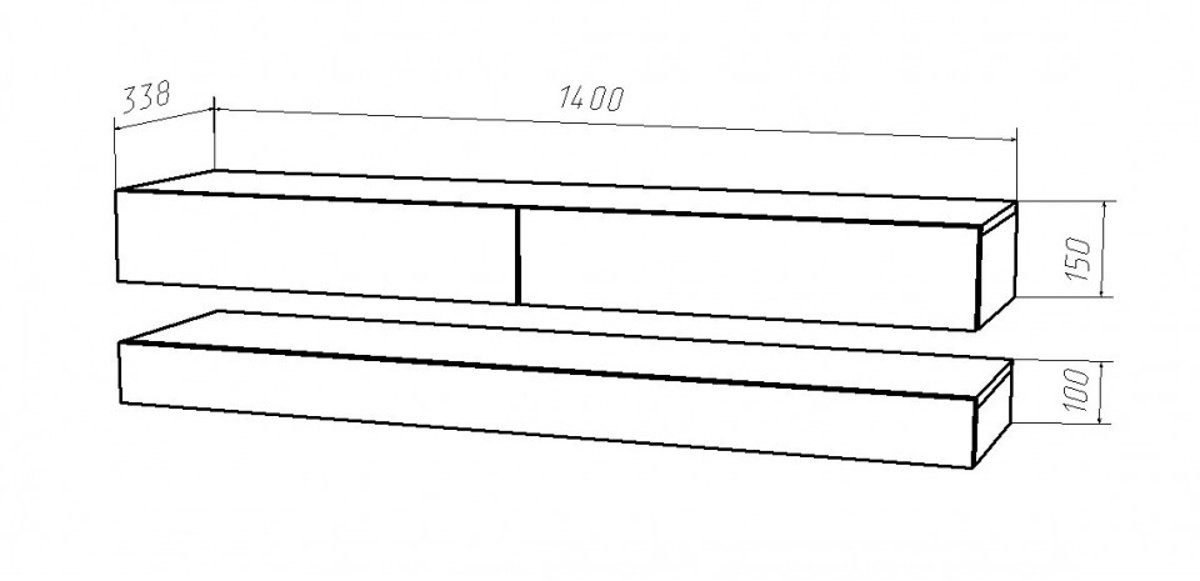 GuenstigEinrichten Lowboard Bird (TV-Board in schwarz und Wotan Eiche, Breite 140 cm), mit Stauraum, inklusive LED Beleuchtung