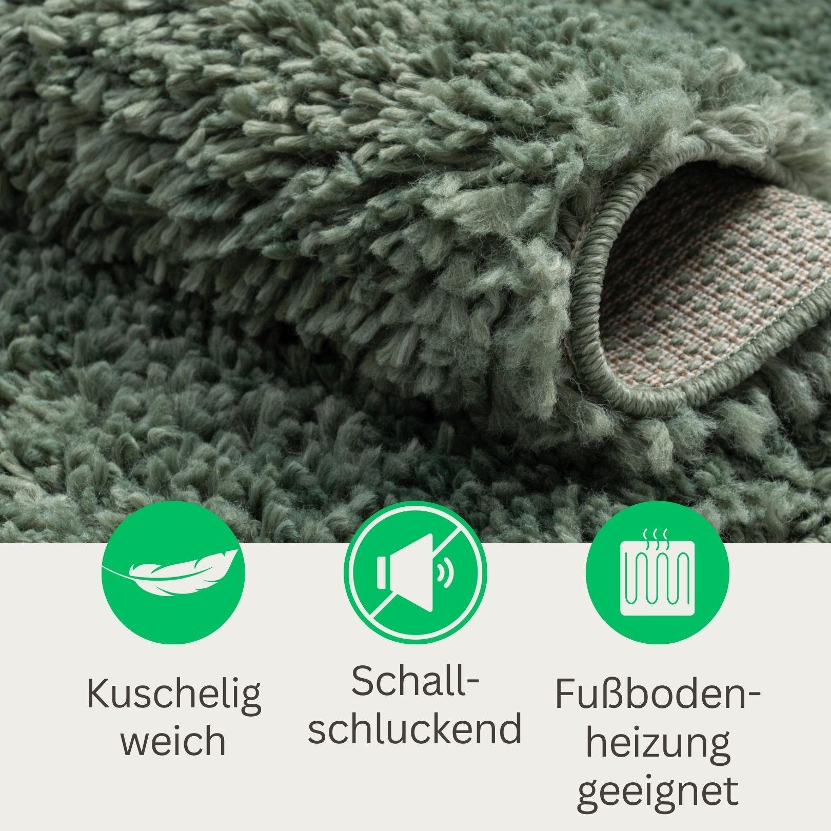 Teppich Hochflorteppich Shaggy Star, Wohnando, rechteckig, Höhe: 38 mm, einfarbig, leicht glänzend, extra flauschig