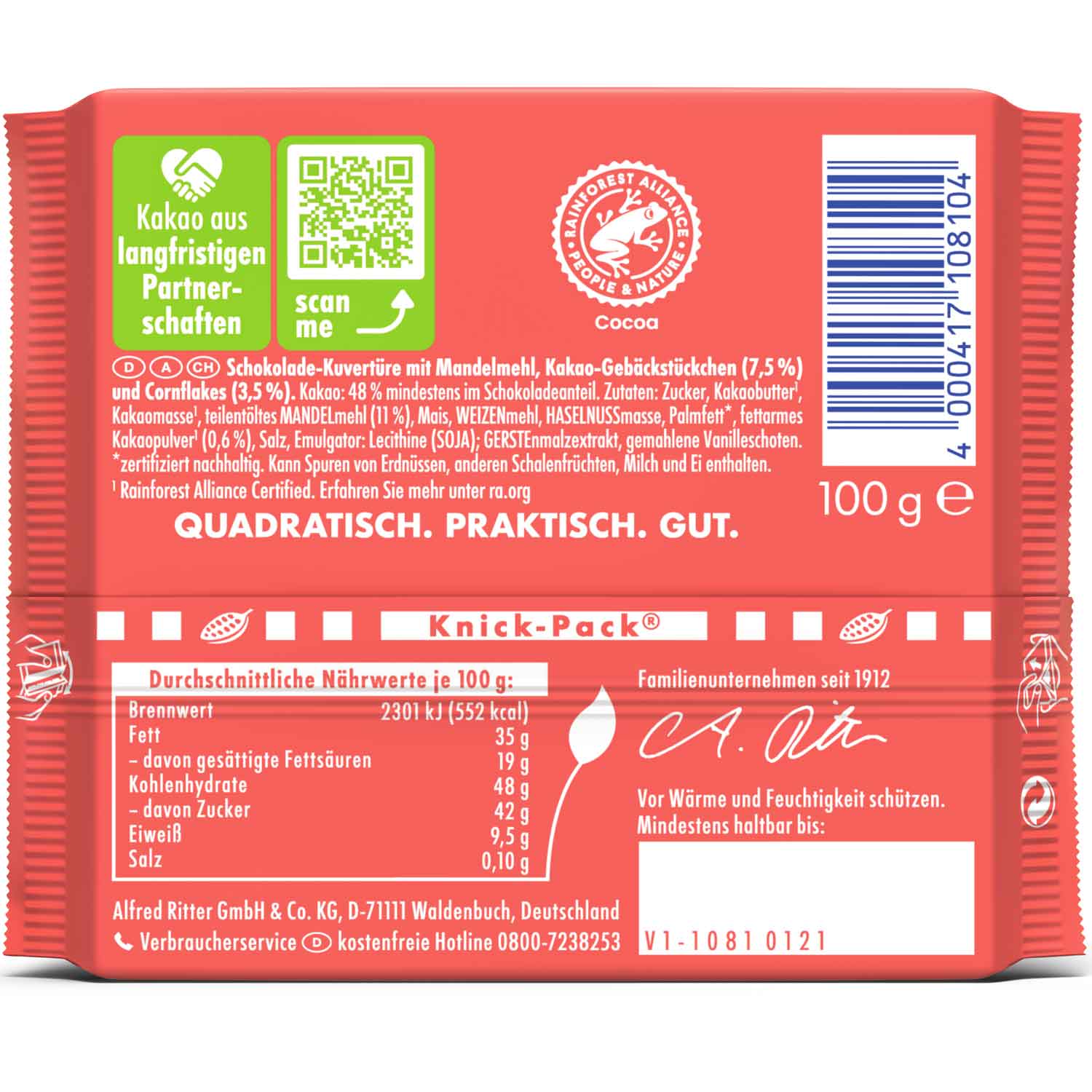 Ritter Sport Vegan Crispy Cookie 100g
