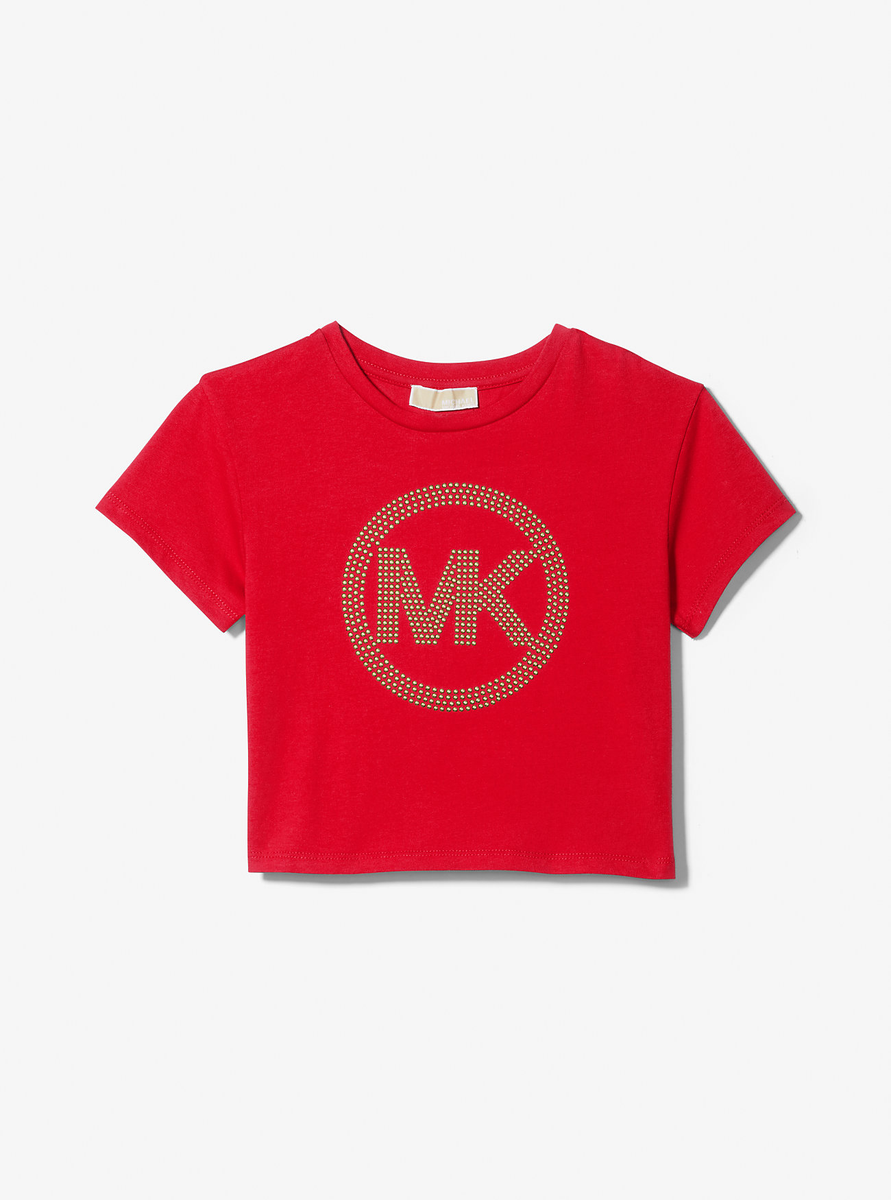 Studded Logo Cotton T-Shirt - RED
