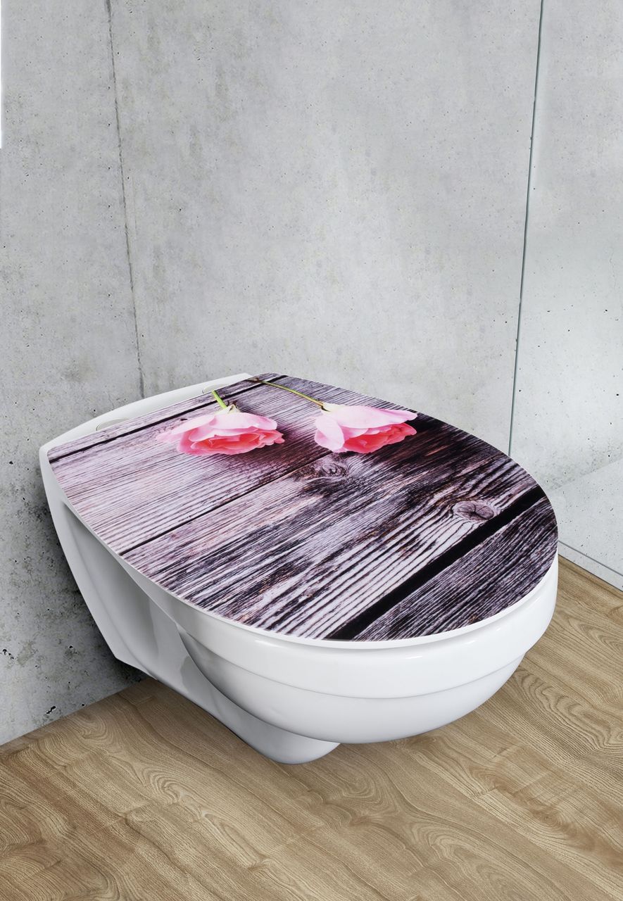 Wenko Toilettensitz Mod. Rosewood Hochglanz, WC-Sitz mit Absenkautomatik, Schnellbefestigung