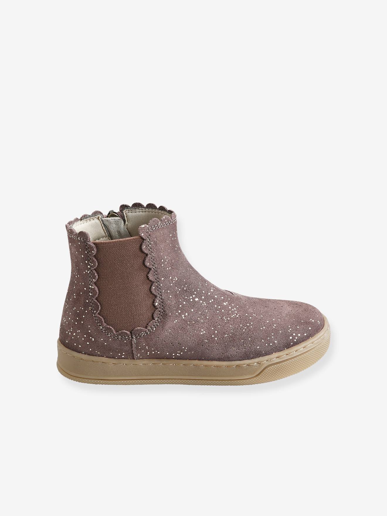 Boots élastiqués et zippés fille taupe