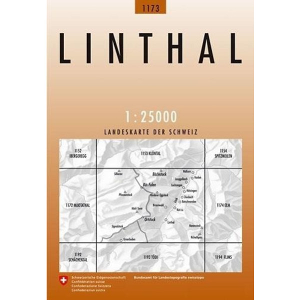 Swisstopo 1 : 25 000 Linthal - Wanderkarte