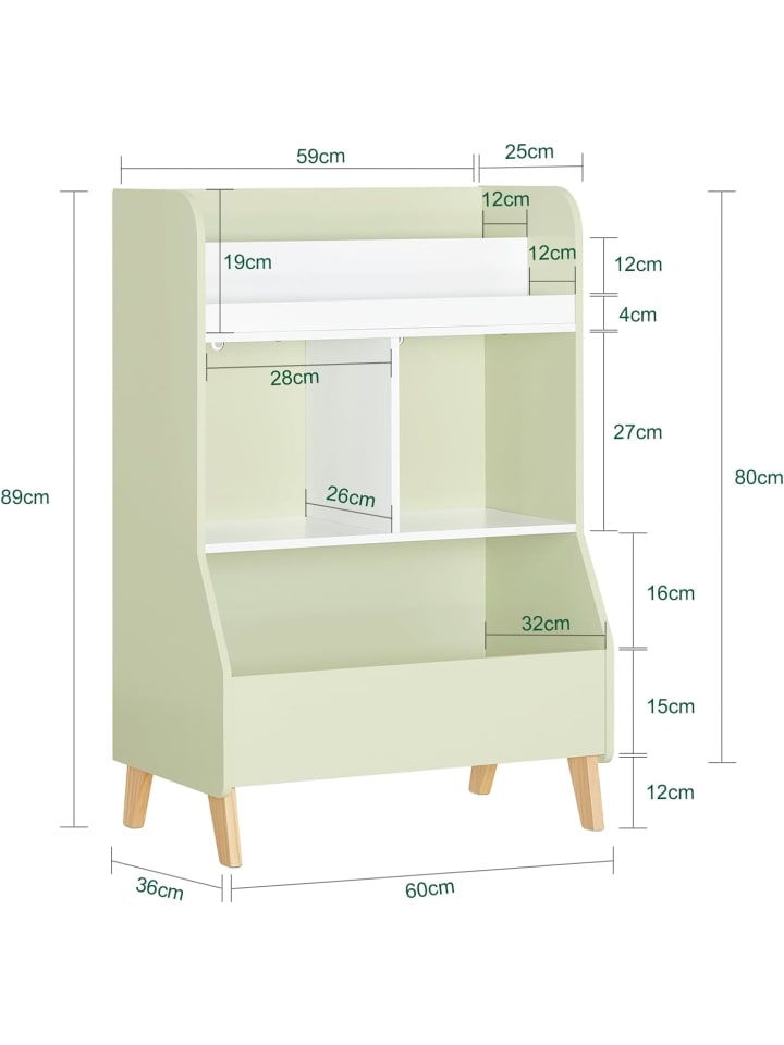 SoBuy Kinderregal in Weiß und Grün - (B)60 x (H)89 x (T)36cm günstig kaufen onesize