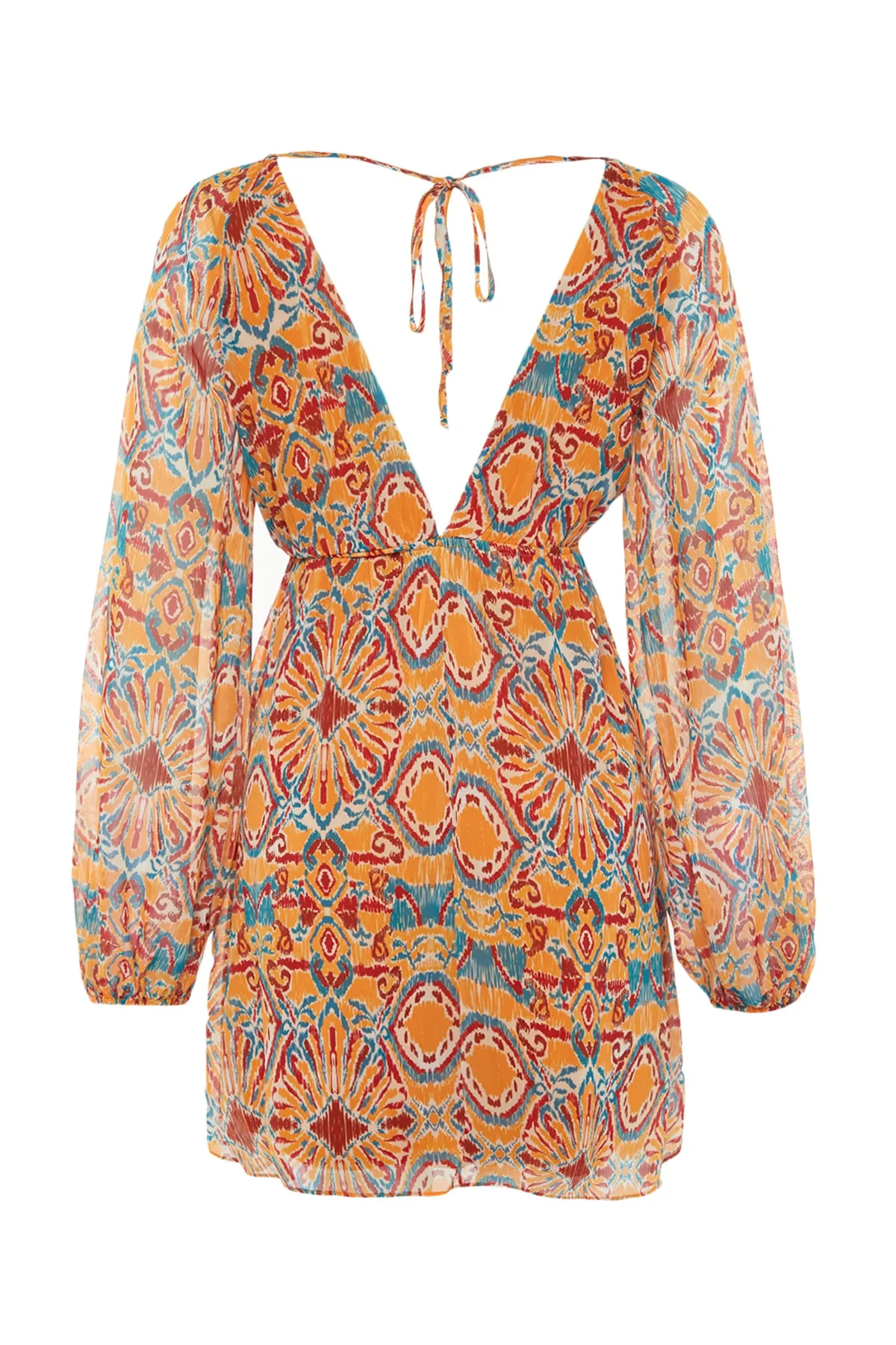 Trendyol Collection  Orange bedrucktes Webkleid TWOSS23EL00519
