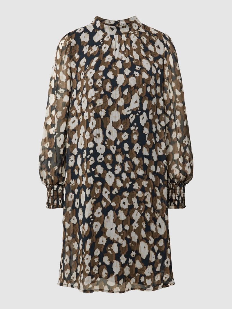 Knielanges Kleid mit Animal-Print in schwarz