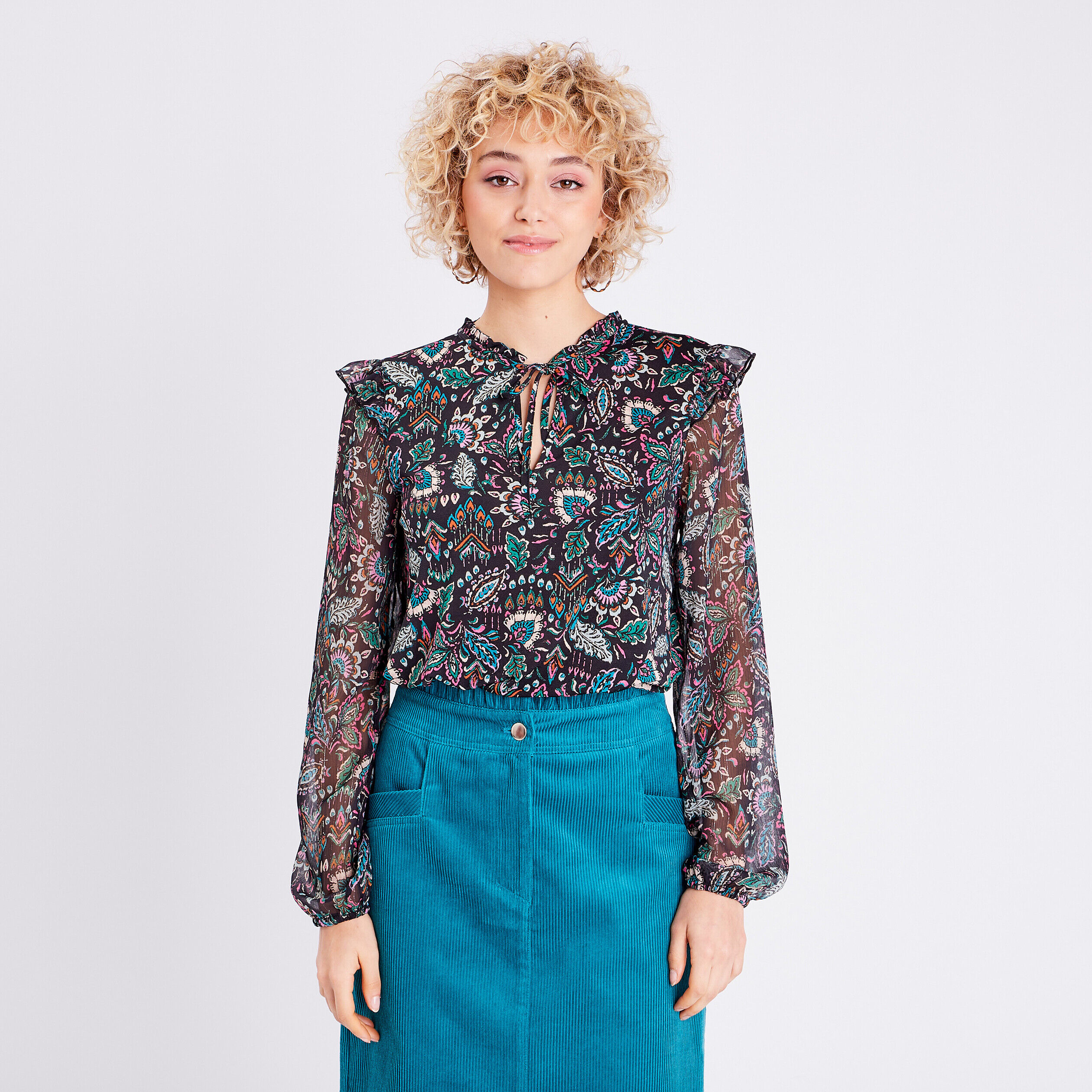 Blouse manches longues noir femme | Cache Cache