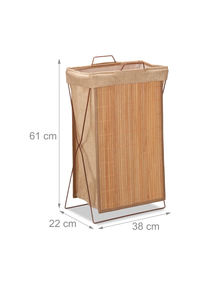 relaxdays Wäschekorb in Natur - (B)38 x (H)61 x (T)22 cm günstig kaufen onesize