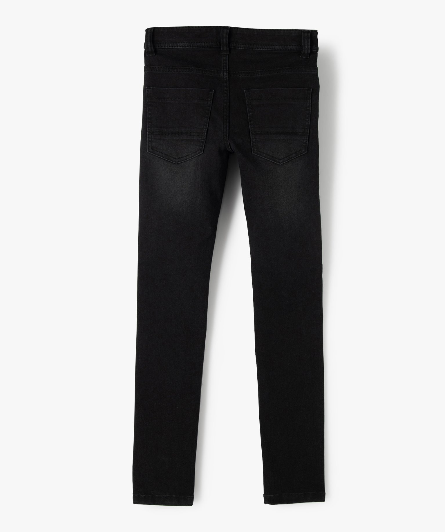 Jean Garçon ultra skinny stretch avec plis aux hanches noir | GEMO
