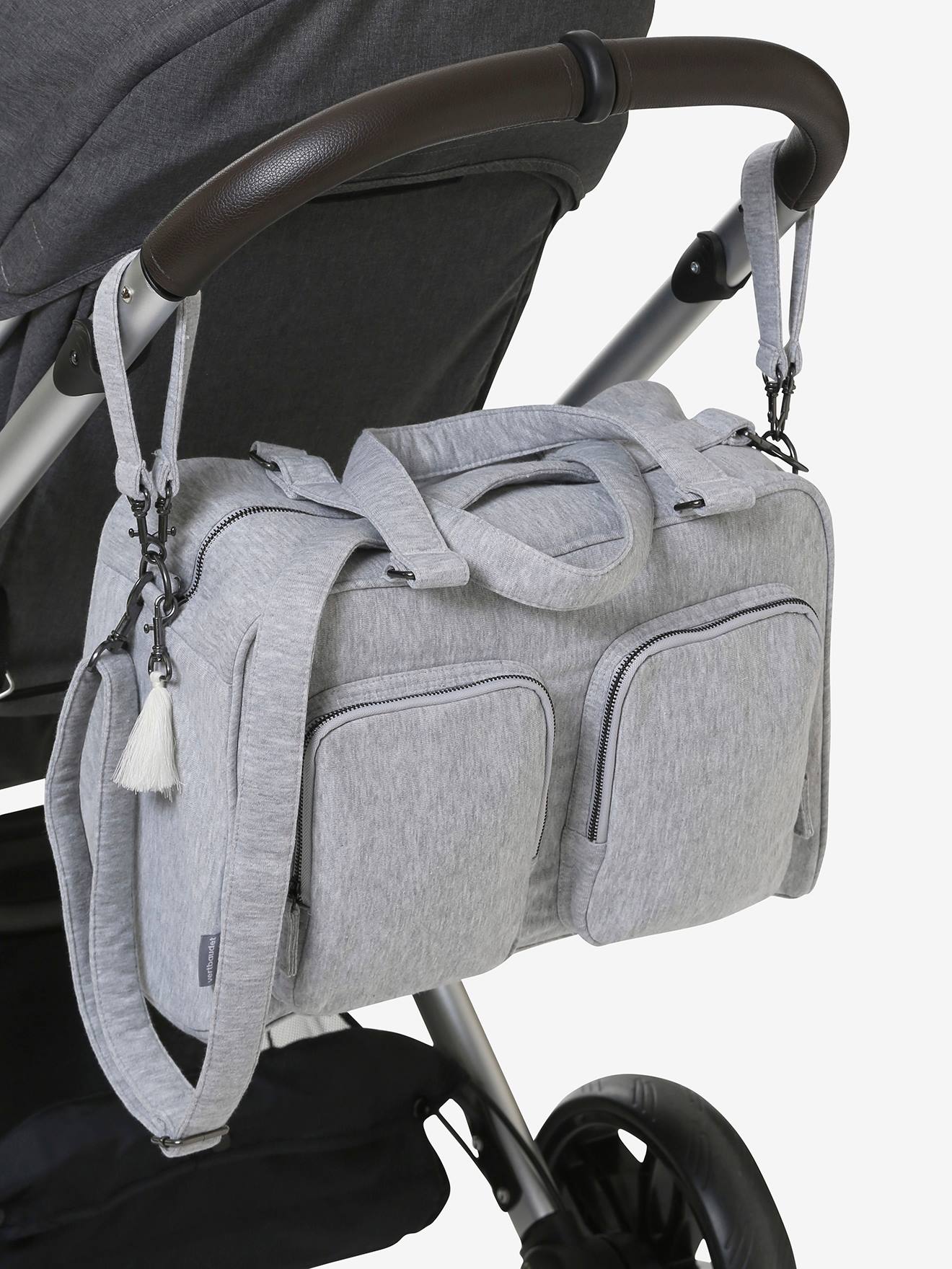 Vertbaudet Wickeltasche FAMILY, Sweatware, personalisierbar - grau meliert