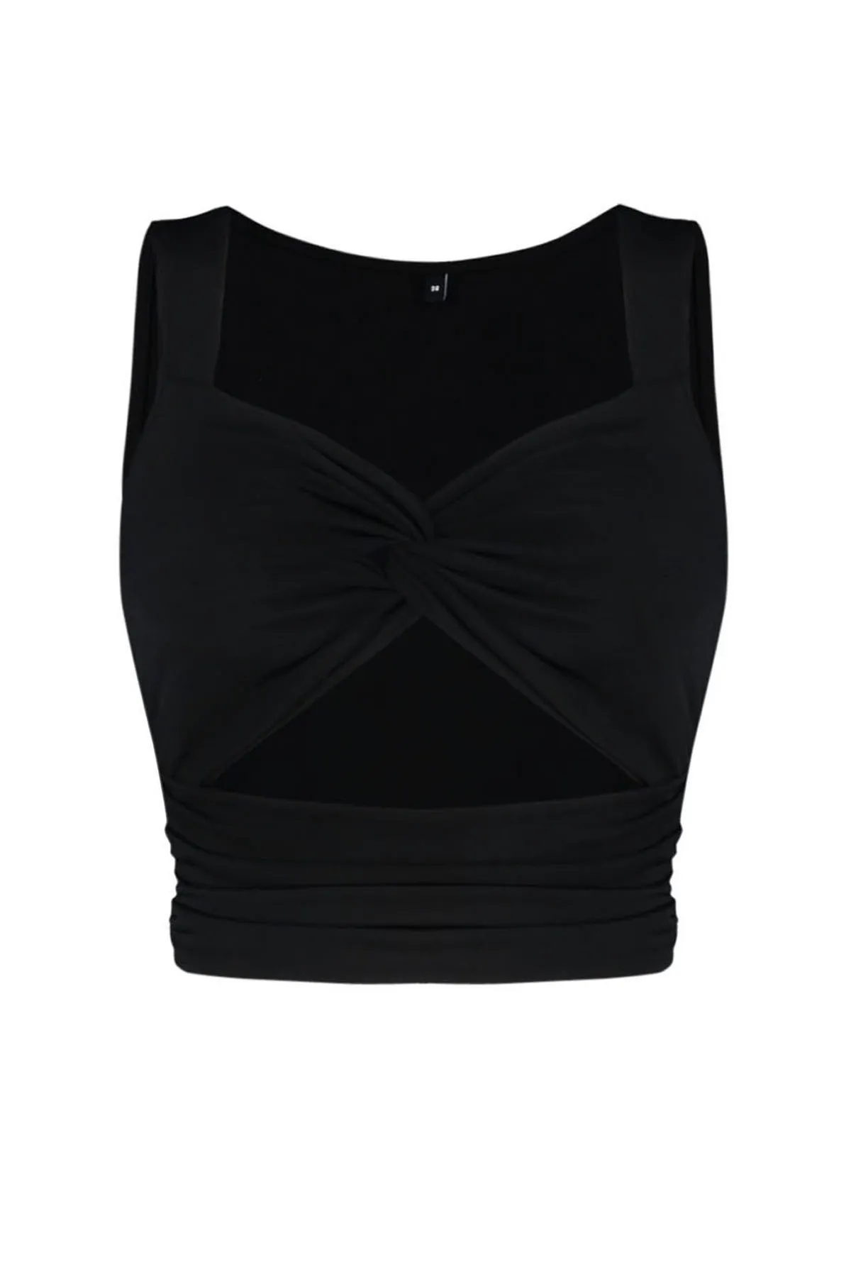 Trendyol Collection  Schwarze, kurze Strickbluse mit Fenster-/Cut-Out-Detail