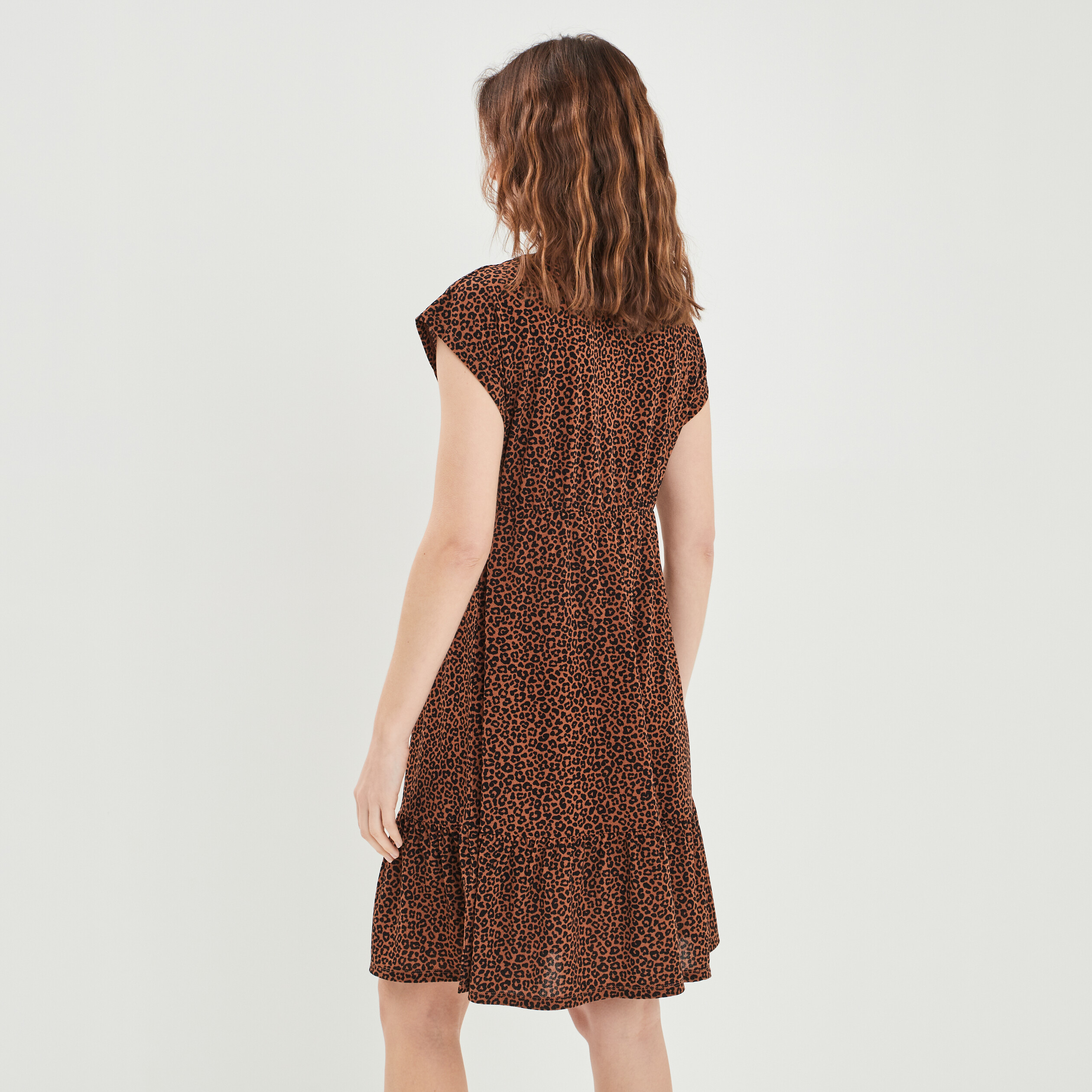 Robe évasée manches courtes marron femme | La Halle
