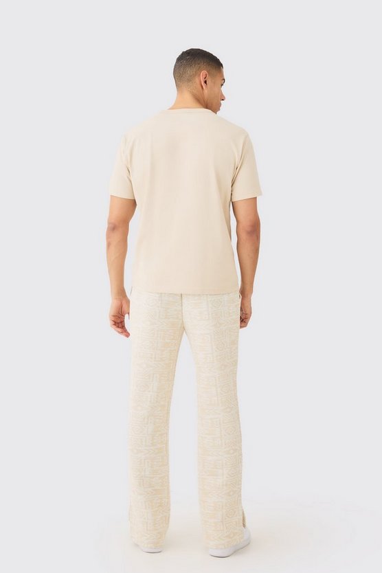 Lockere Jacquard-Jogginghose mit geteiltem Saum