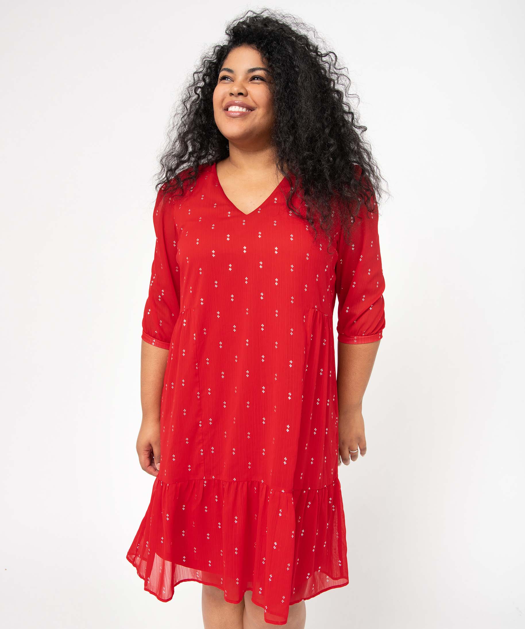 Robe femme grande taille à motifs scintillants rouge | GEMO