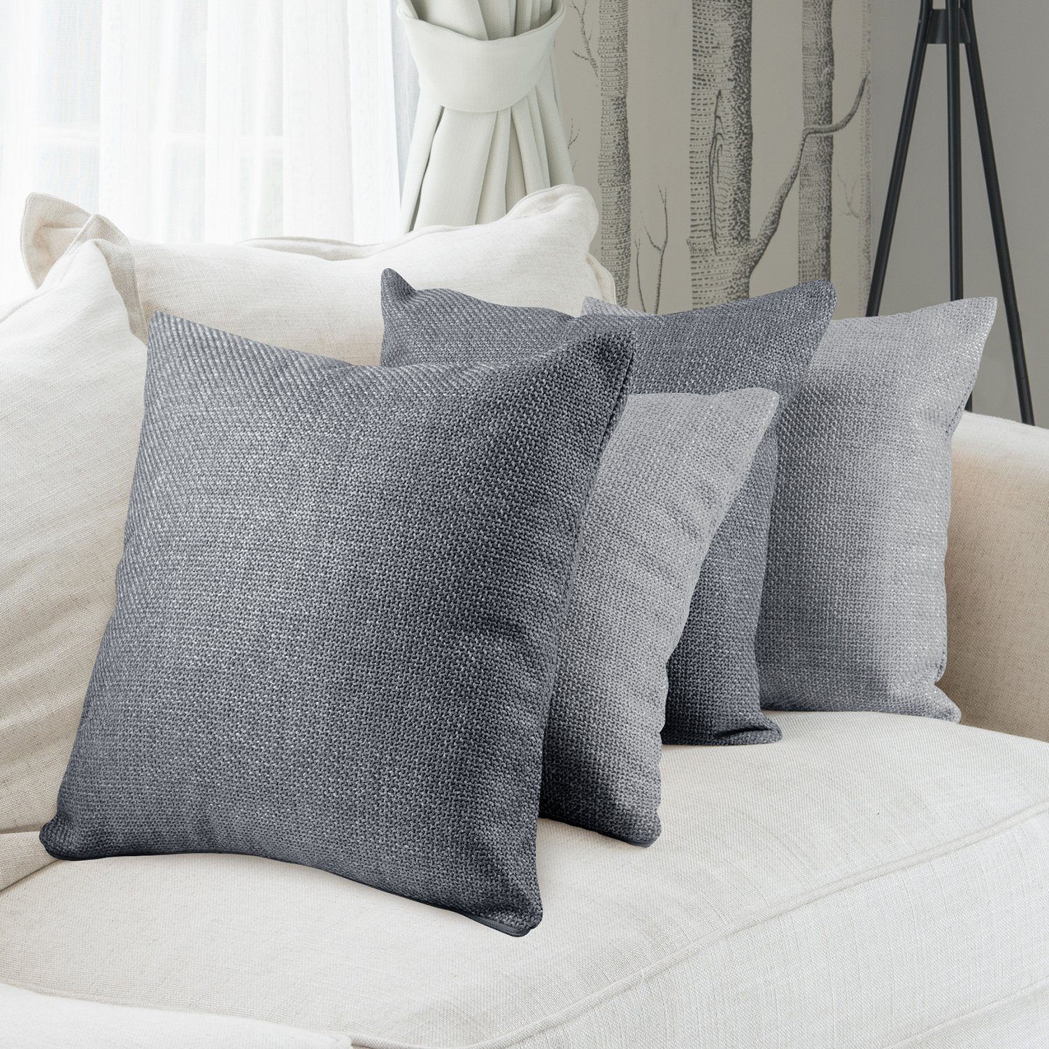Selfitex Dekokissen 4er Set 40x40cm mit Füllung, strukturiert edler Polsterstoff, für Sofa, Couch, Bett oder als Polster jeglicher Art
